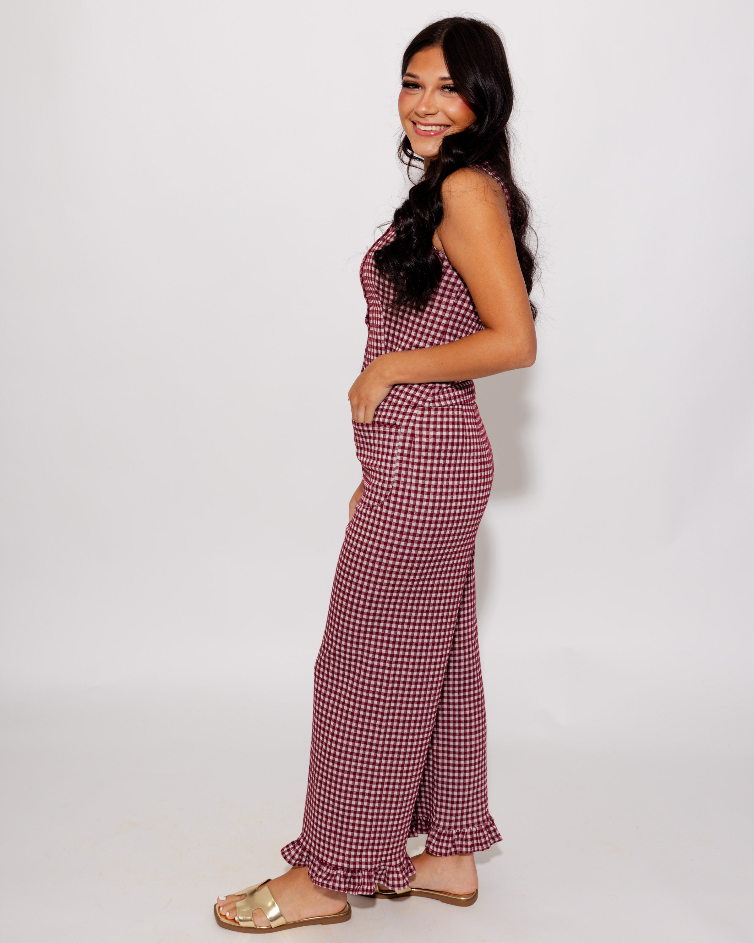 Sweet Gingham Button Up Top
