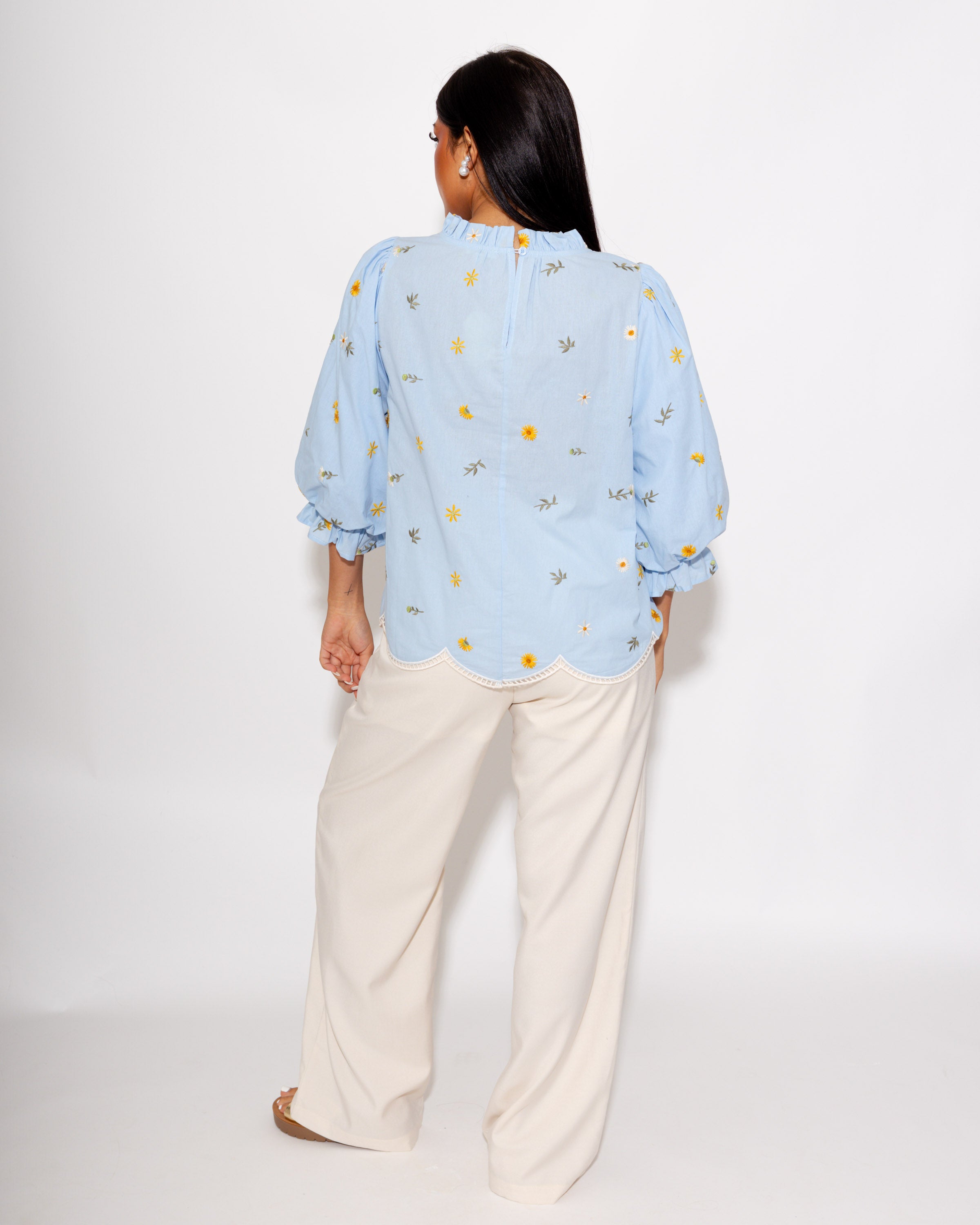 Delicate Floral & Hem Detail Top