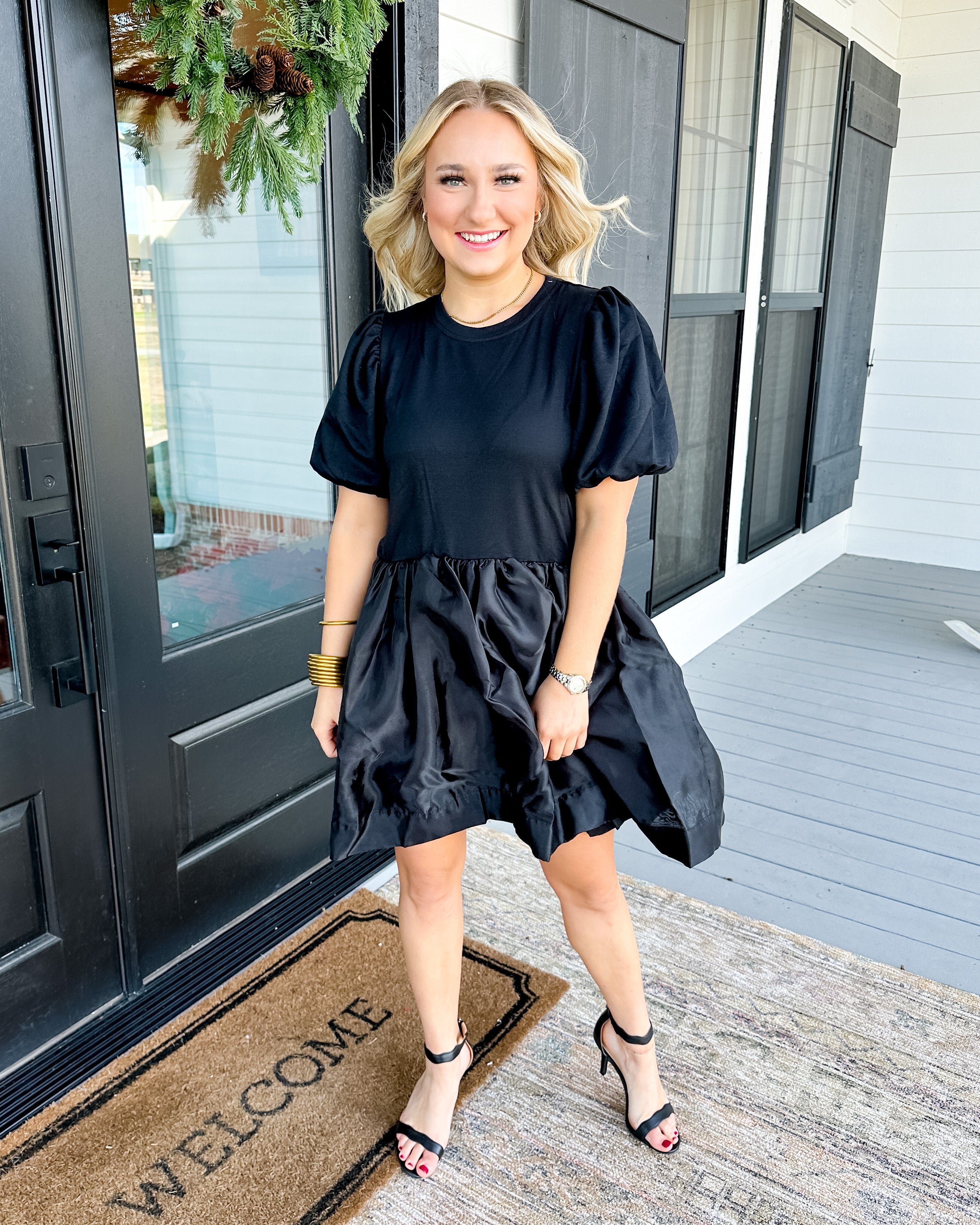 short sleeve organza dress Macy A-line Short Sleeved Organza Mini Dress