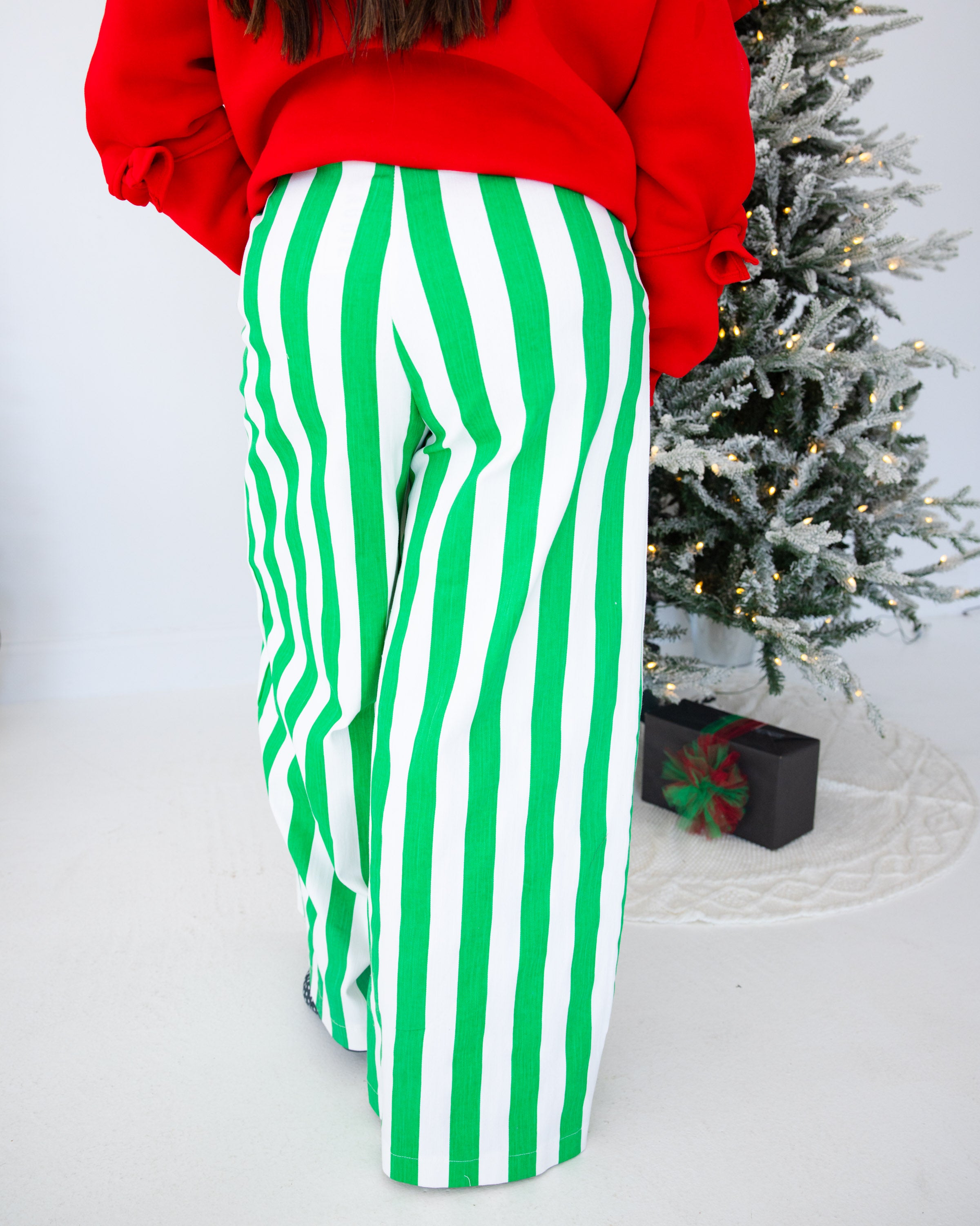 Statement Stripe Wide Leg Pants in Green