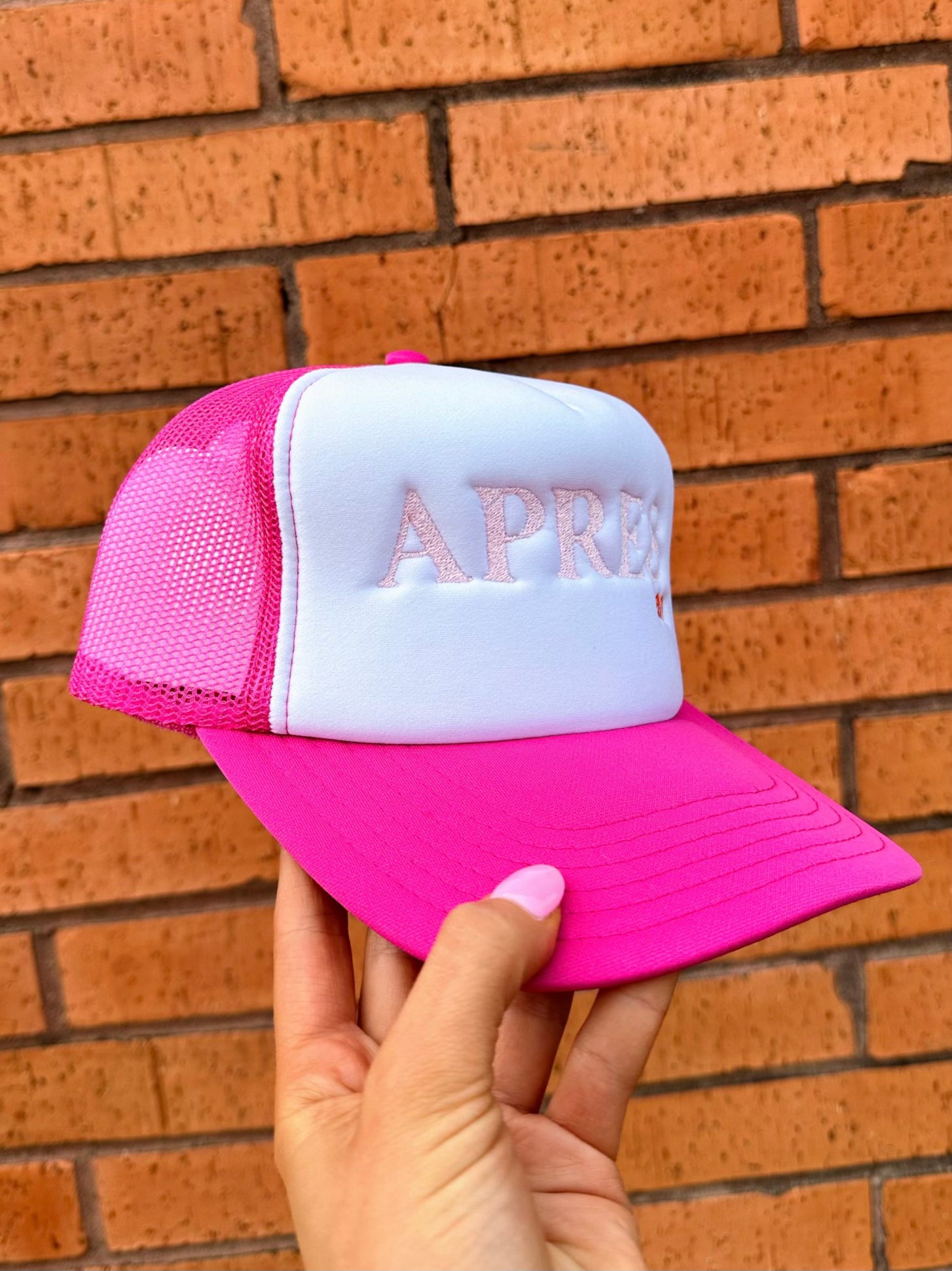 Apres Tan Pink and White Trucker Hat