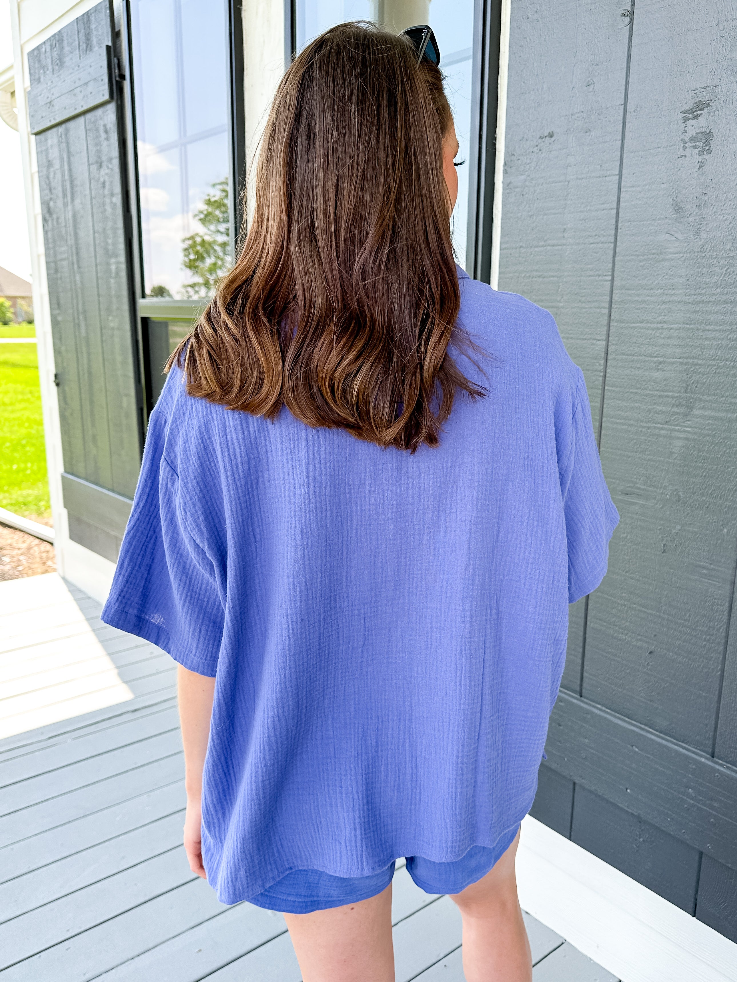The Hadlee Button Down in Violet Blue