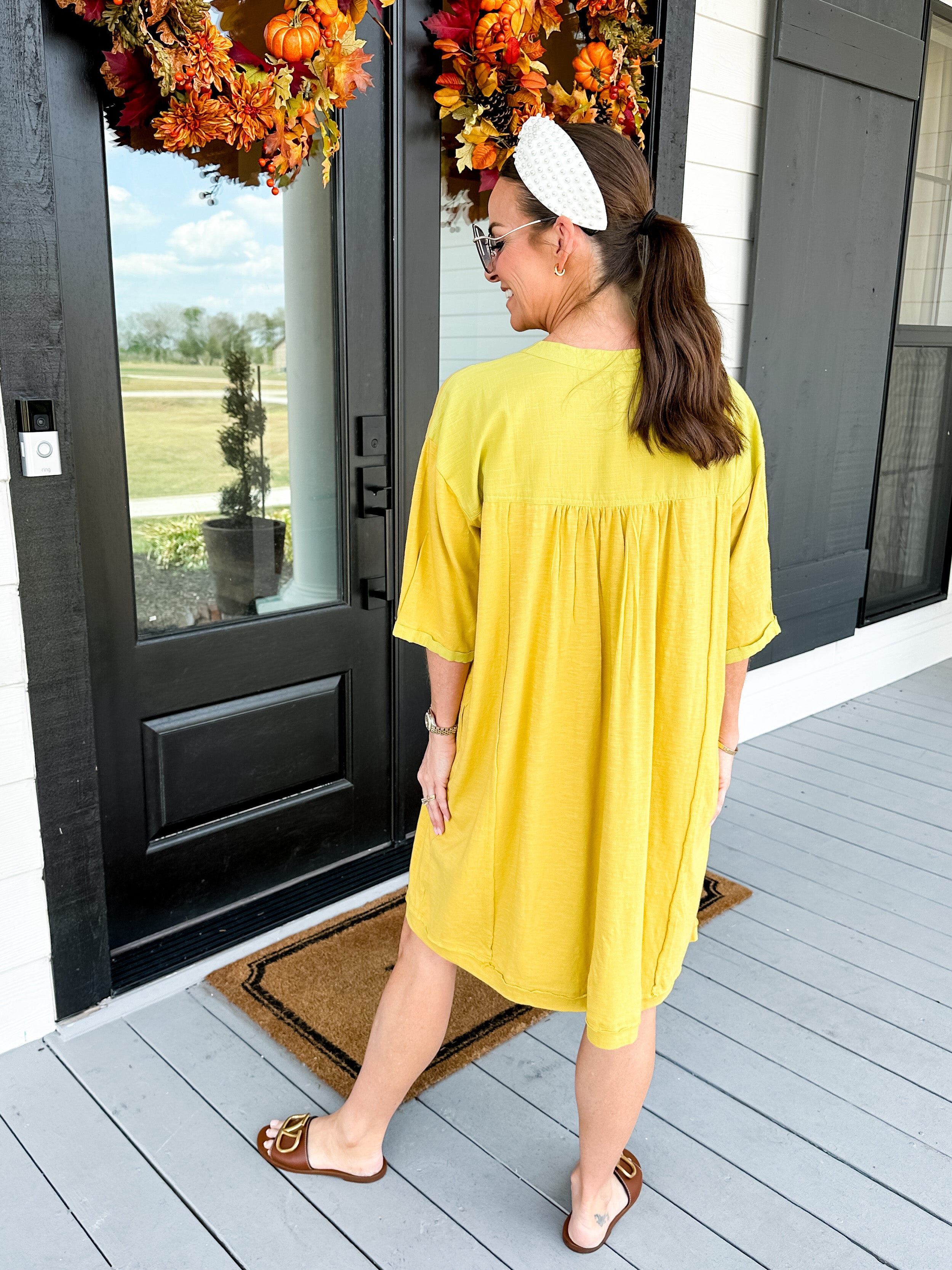 Knit To Go Dress In Mustard