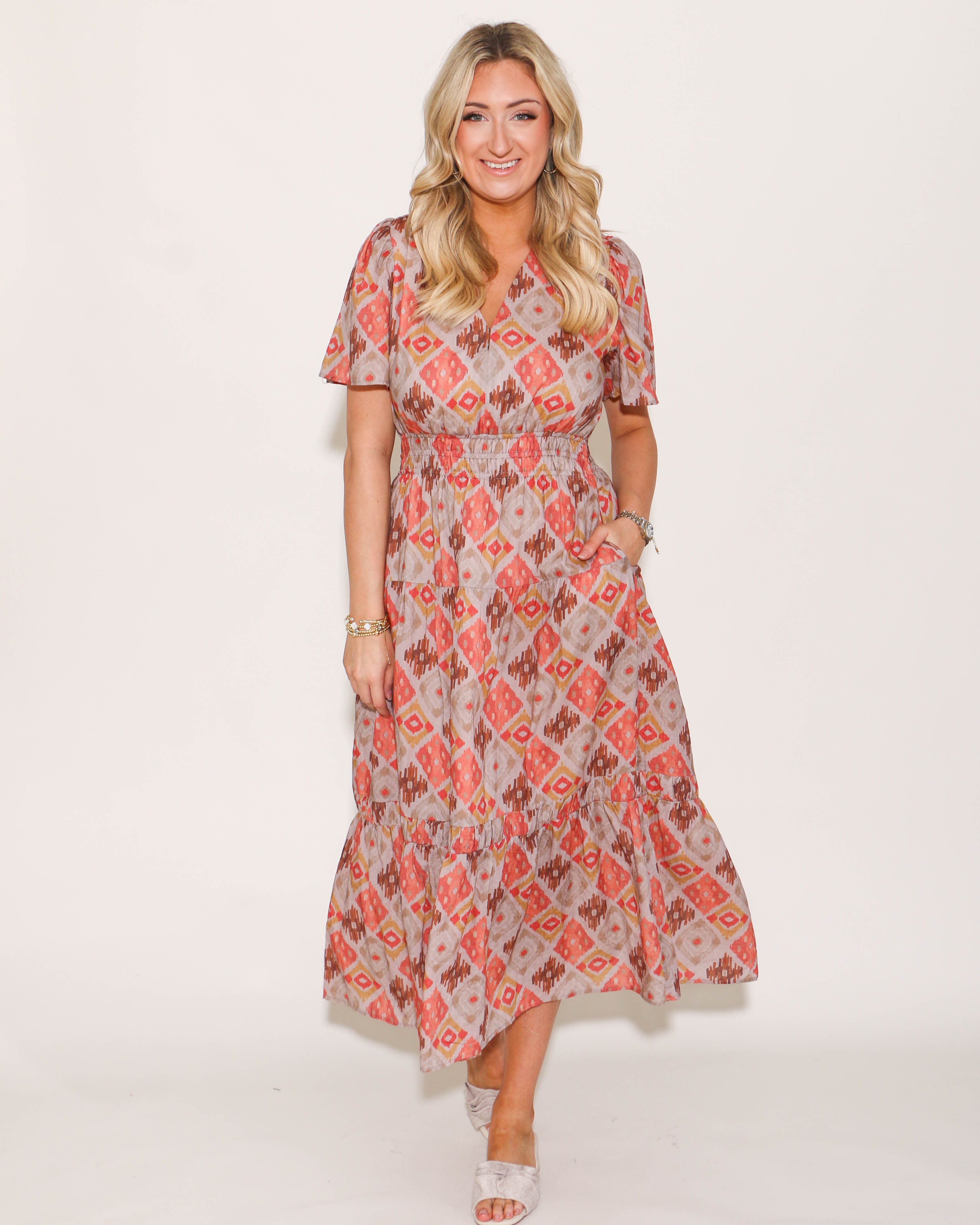 THML Smocked Waist Tiered Print Maxi Dress Gaudie and Company THML Smocked Waist Tiered Print Maxi Dress Gaudie and Company