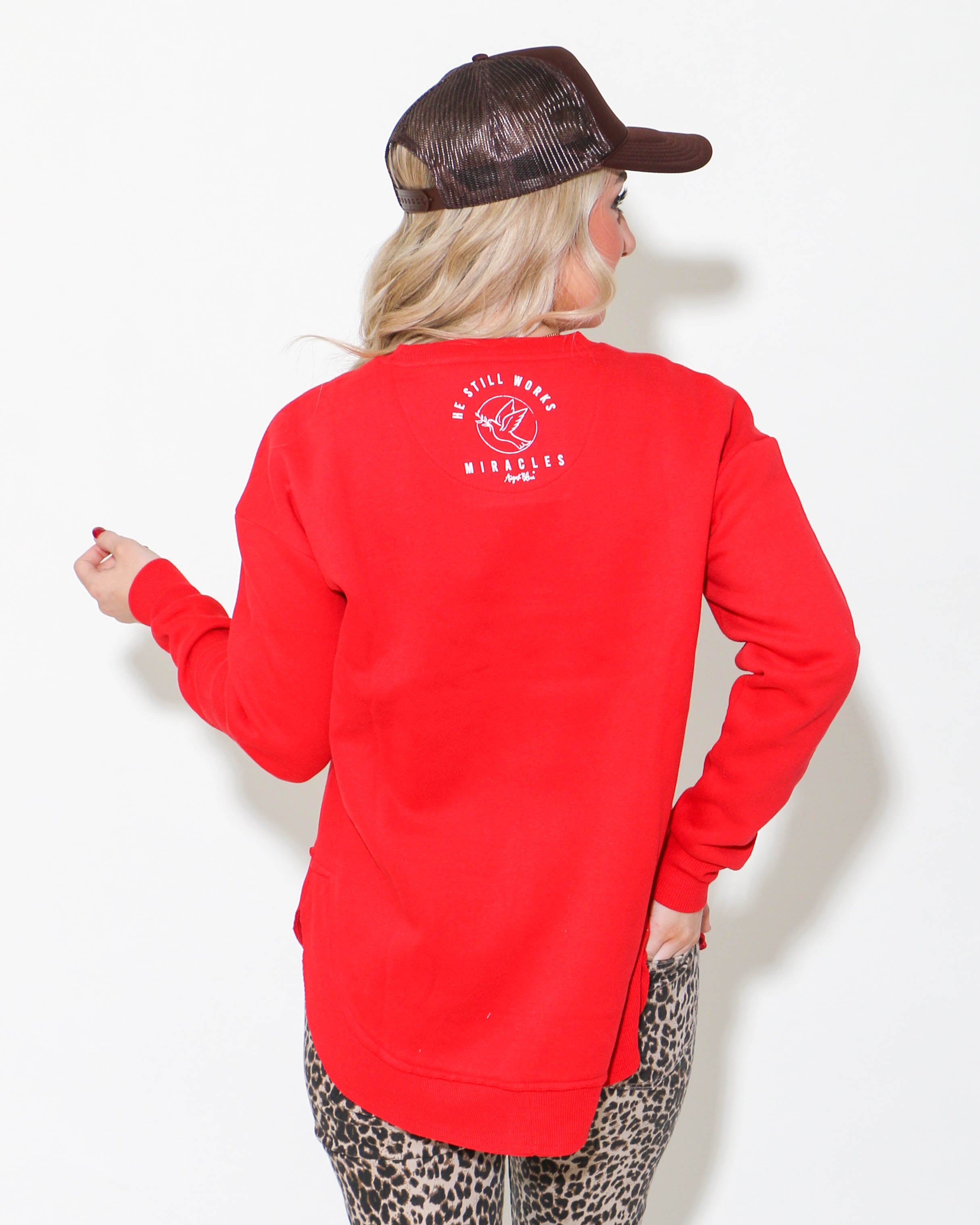 University of North Pole Red High Low Pullover