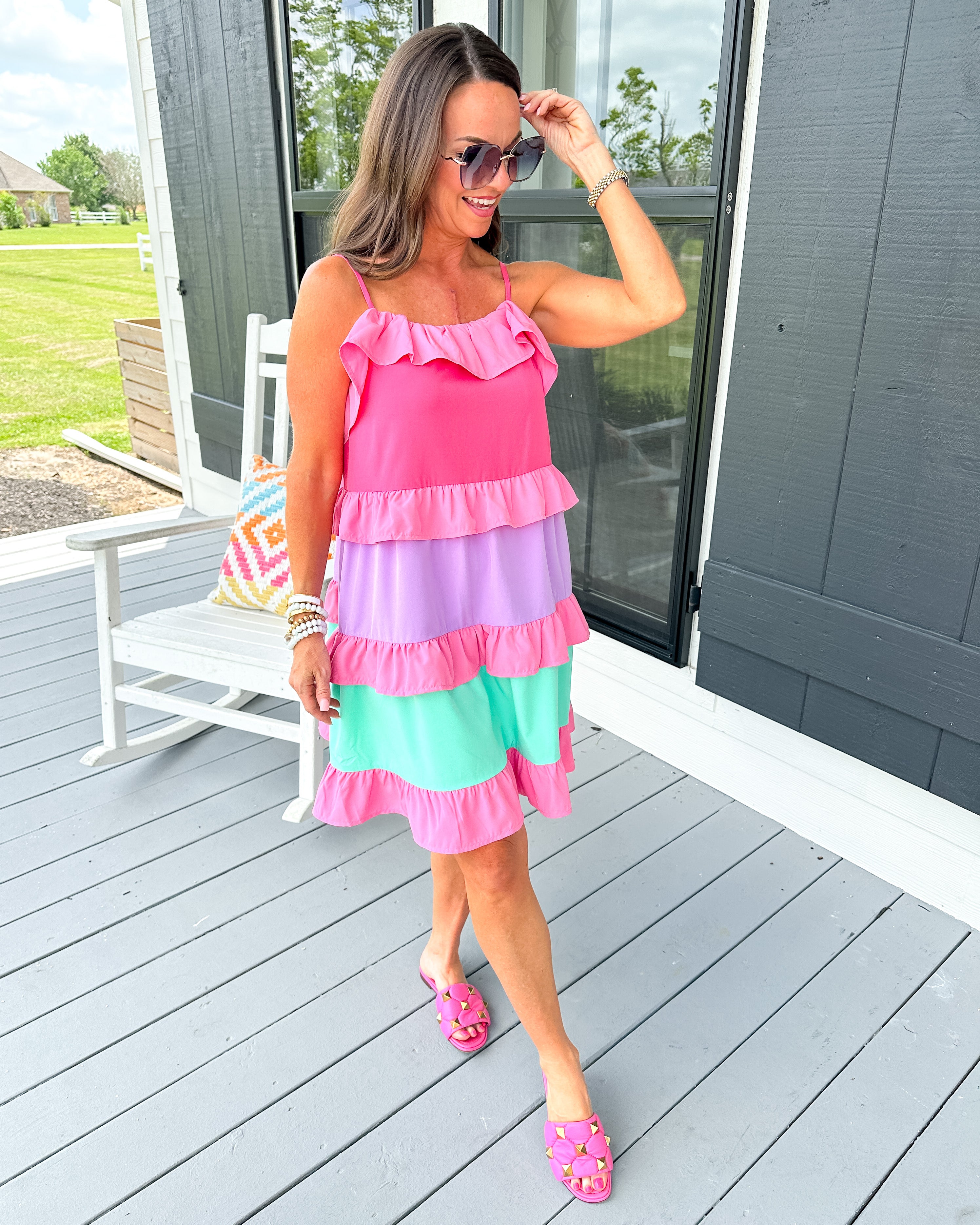 Multi Color Ruffle Tiered Dress