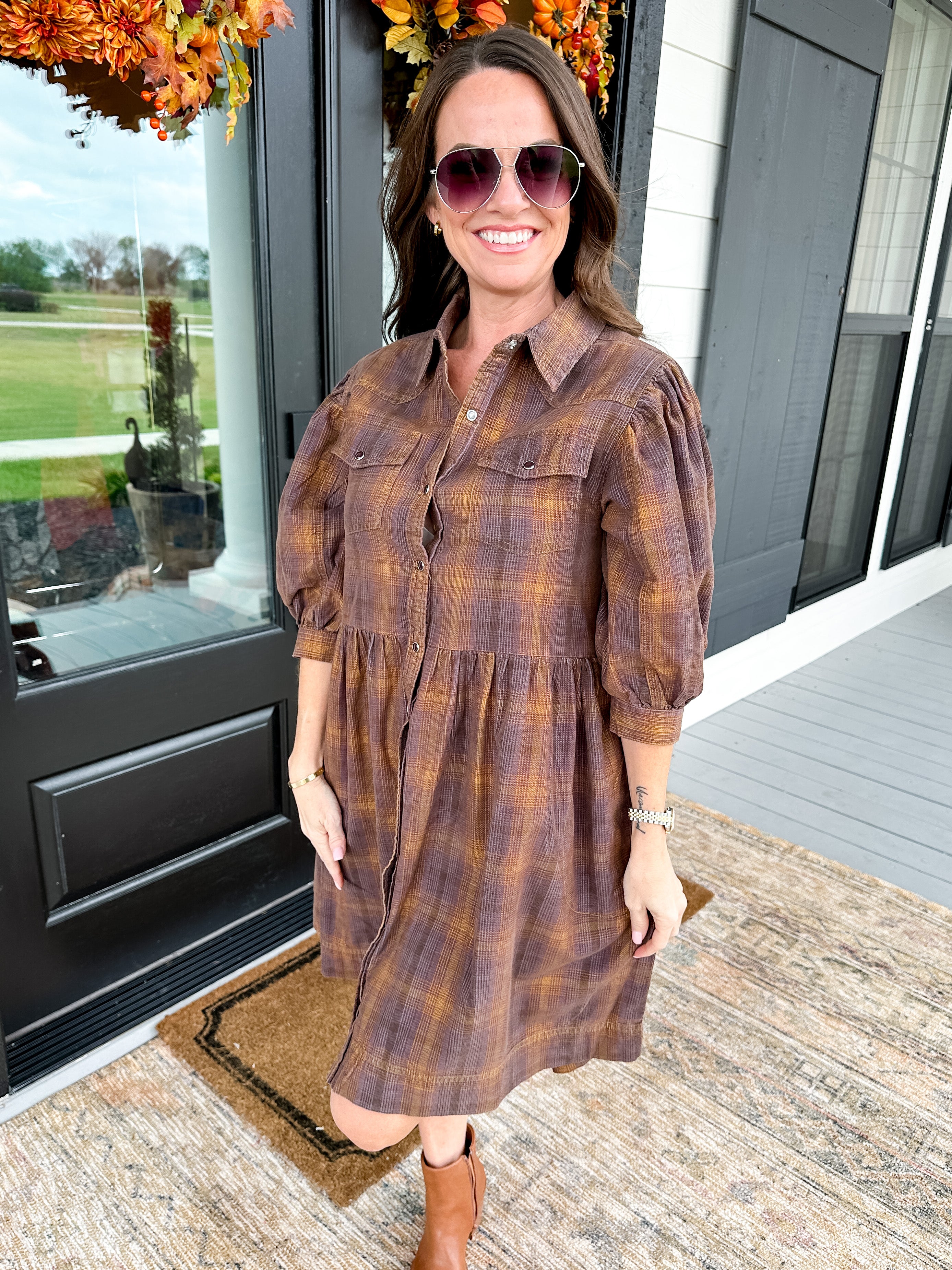 Ivy Jane | Ombre Plaid Snap Dress