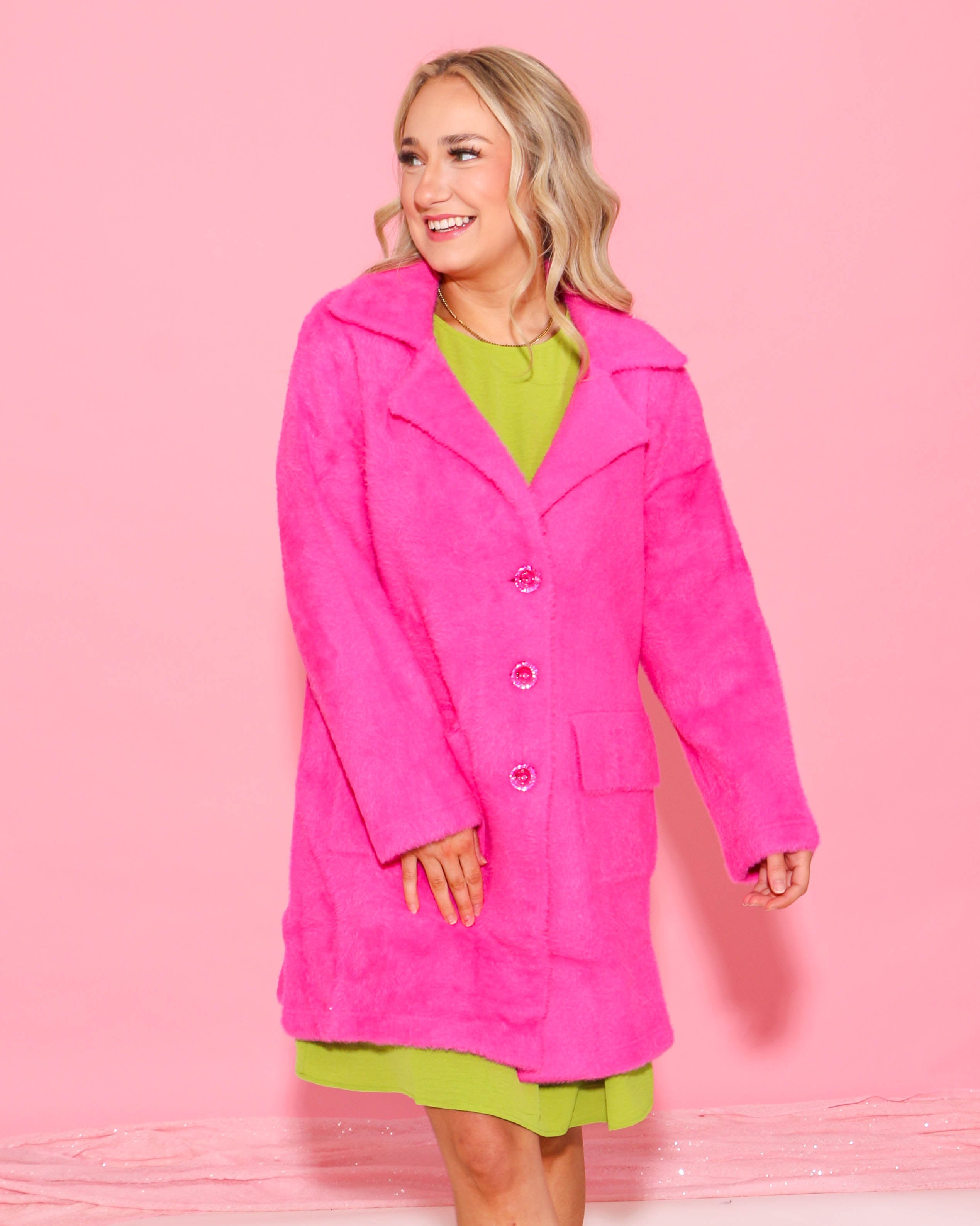 Hot Pink Sweater Coat