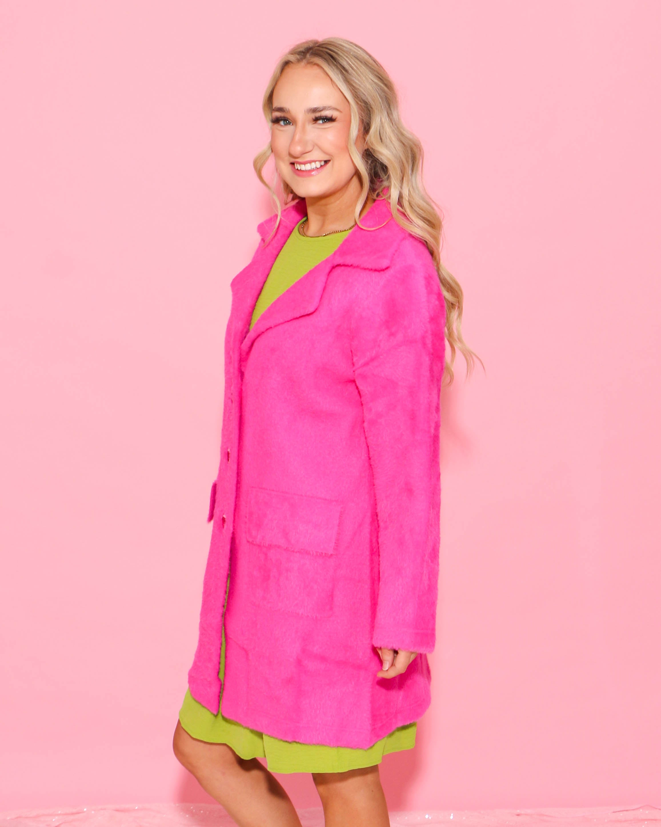 Hot Pink Sweater Coat