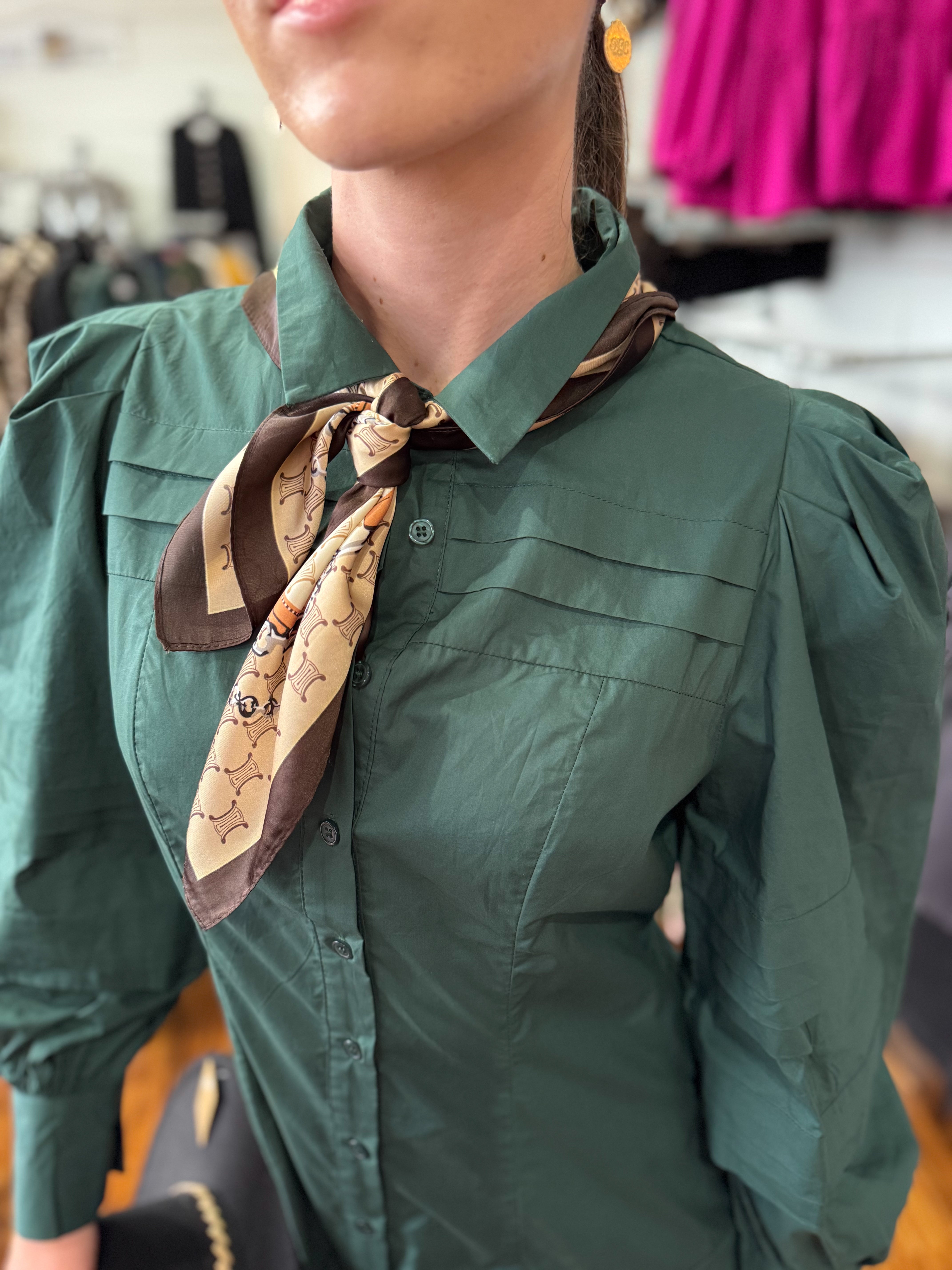 Pin Tuck Detail Button Down Mini Dress