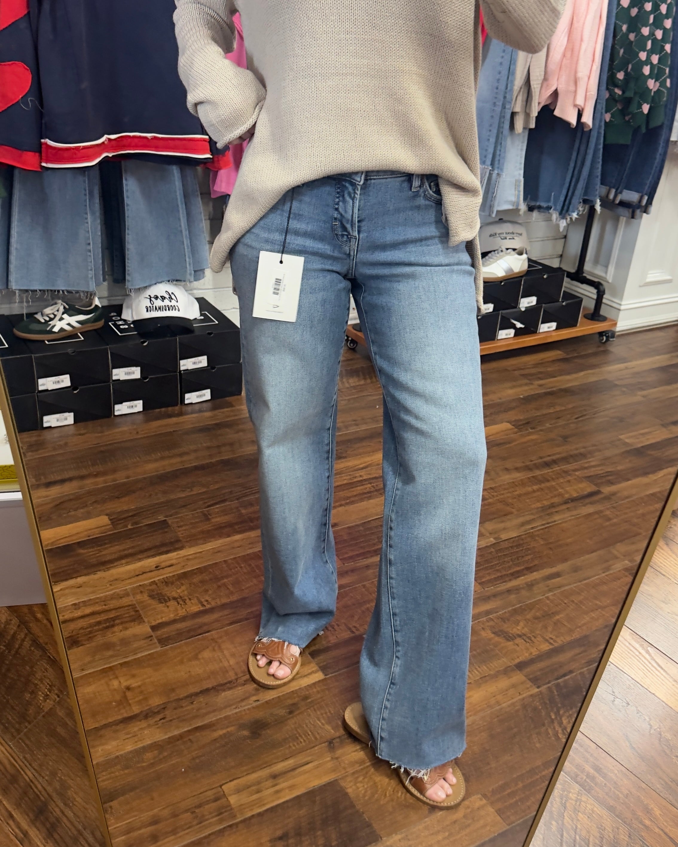 Ella Low Rise Straight Jeans in Medium Dark