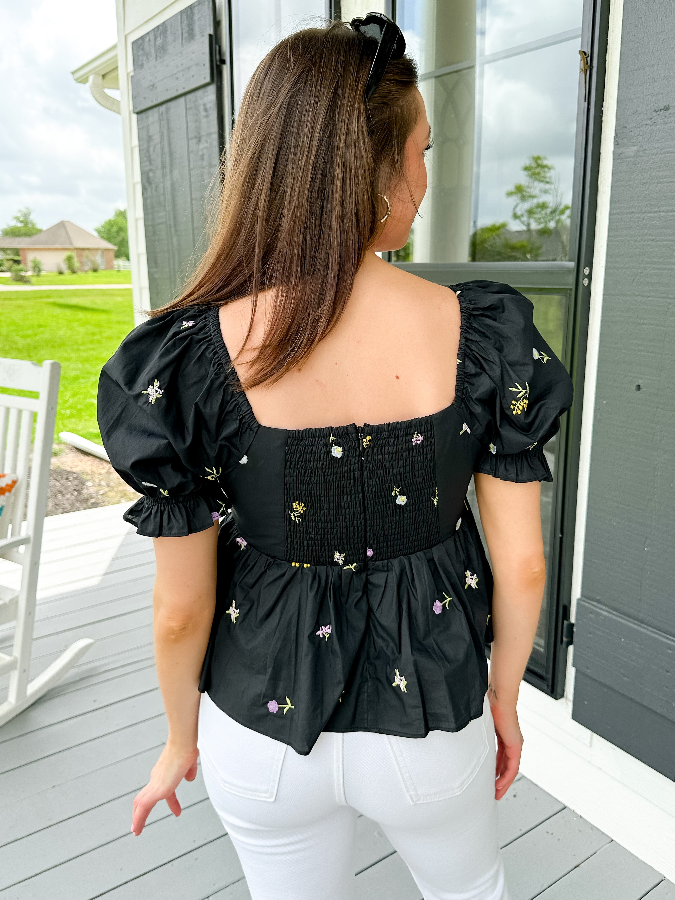 Multi Floral Embroidery Top