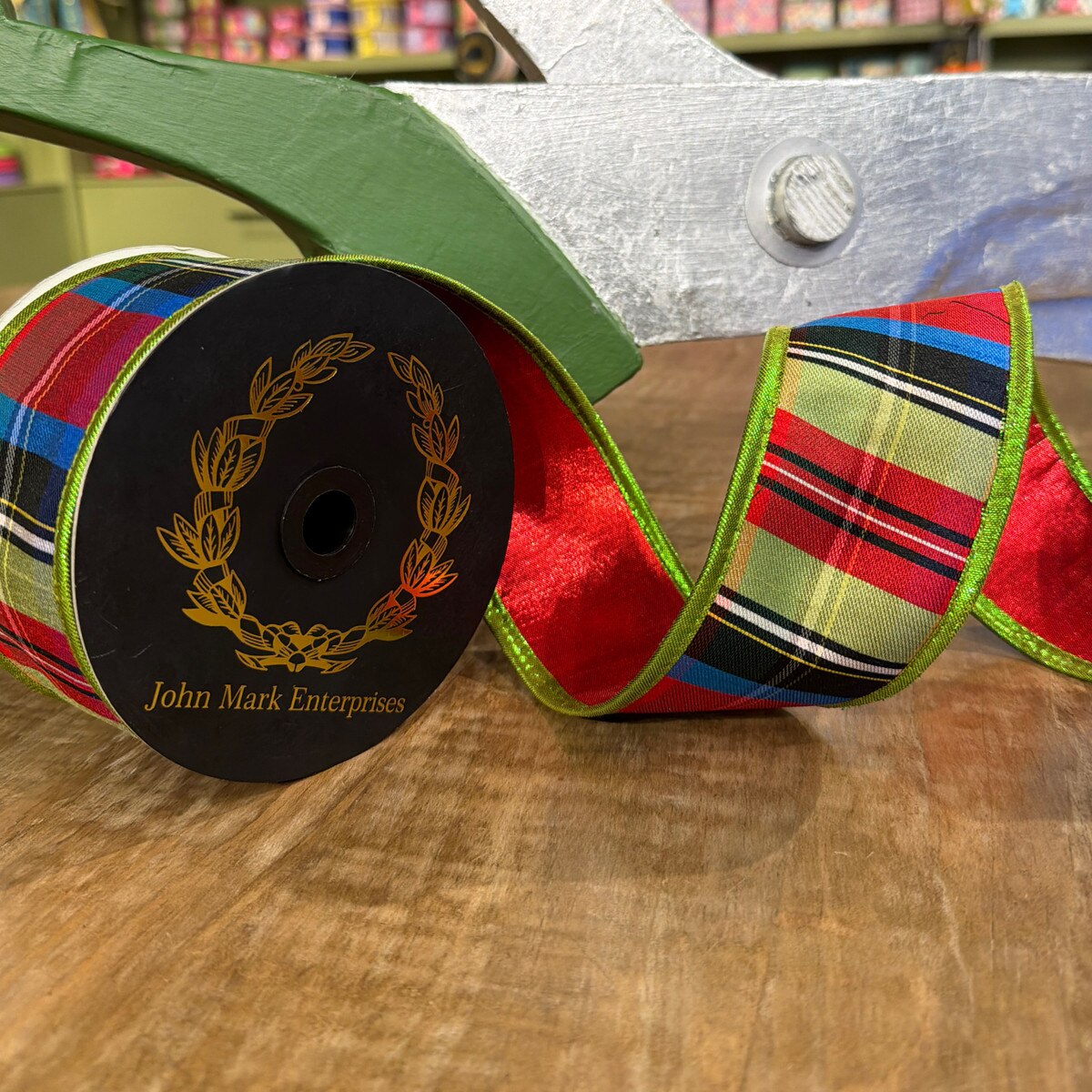 Stripe Metallic Dupion Red/Green Metallic Piping Ribbon
