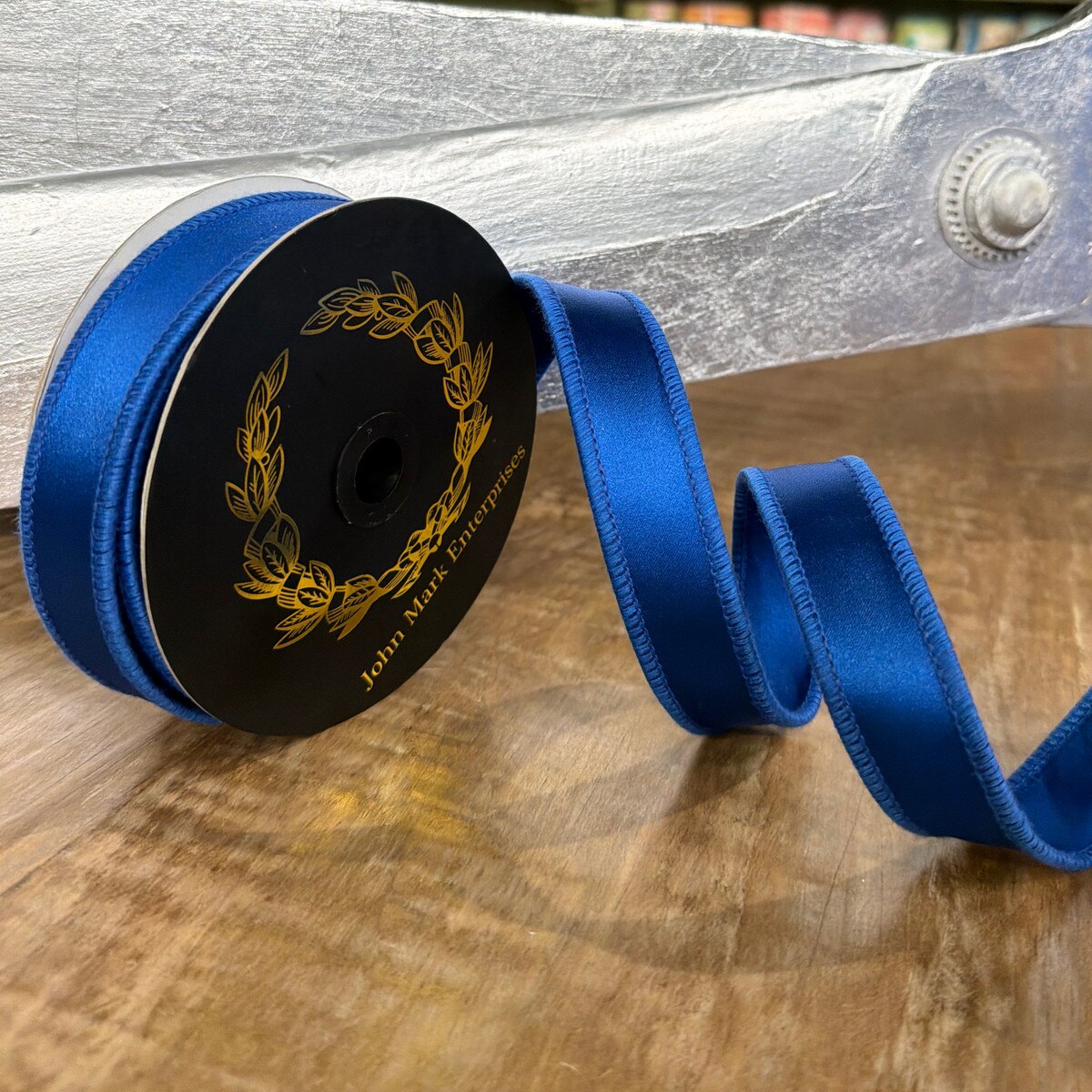 Blue Satin DBL Fused Ribbon