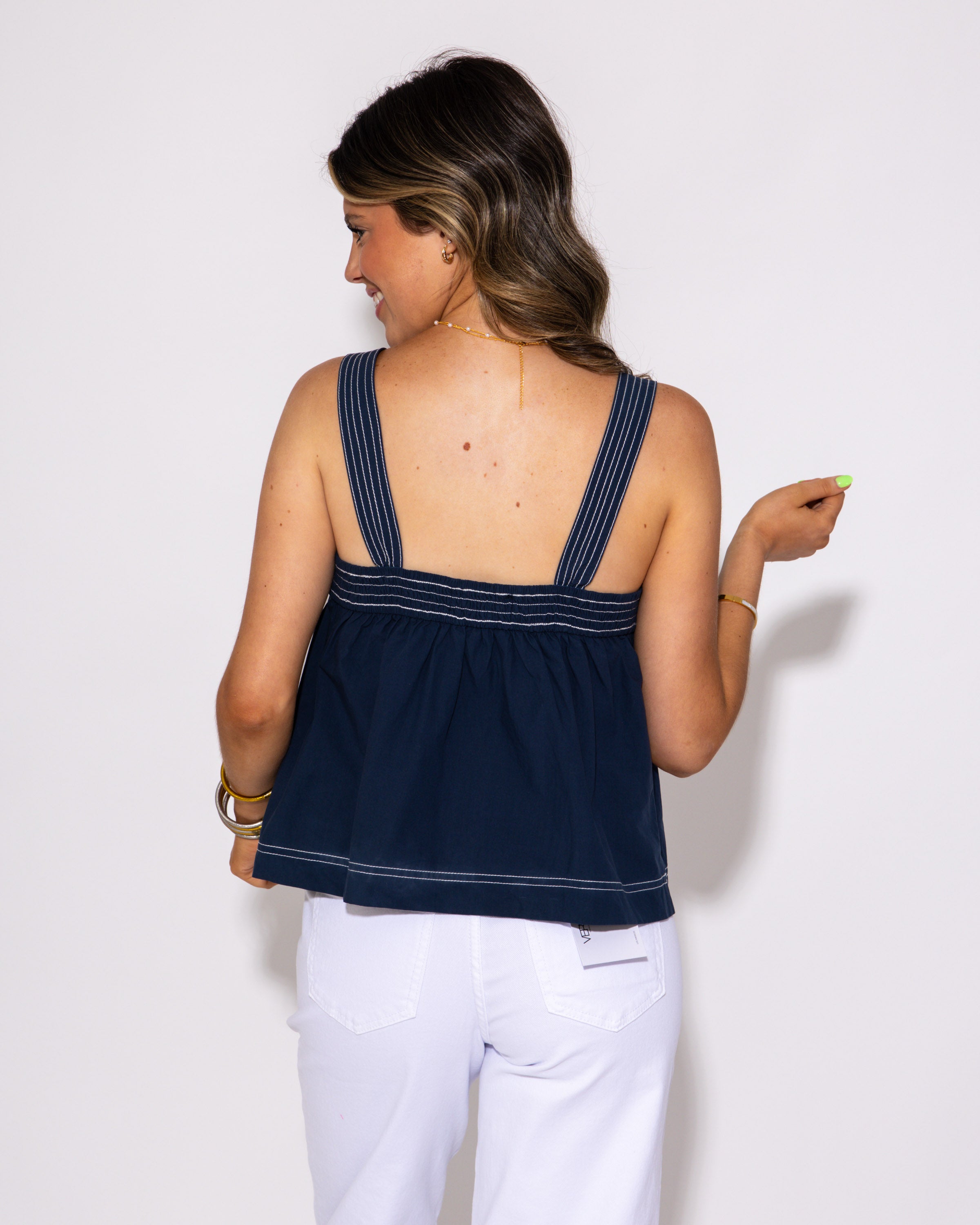 Navy Stitchline Cami Top