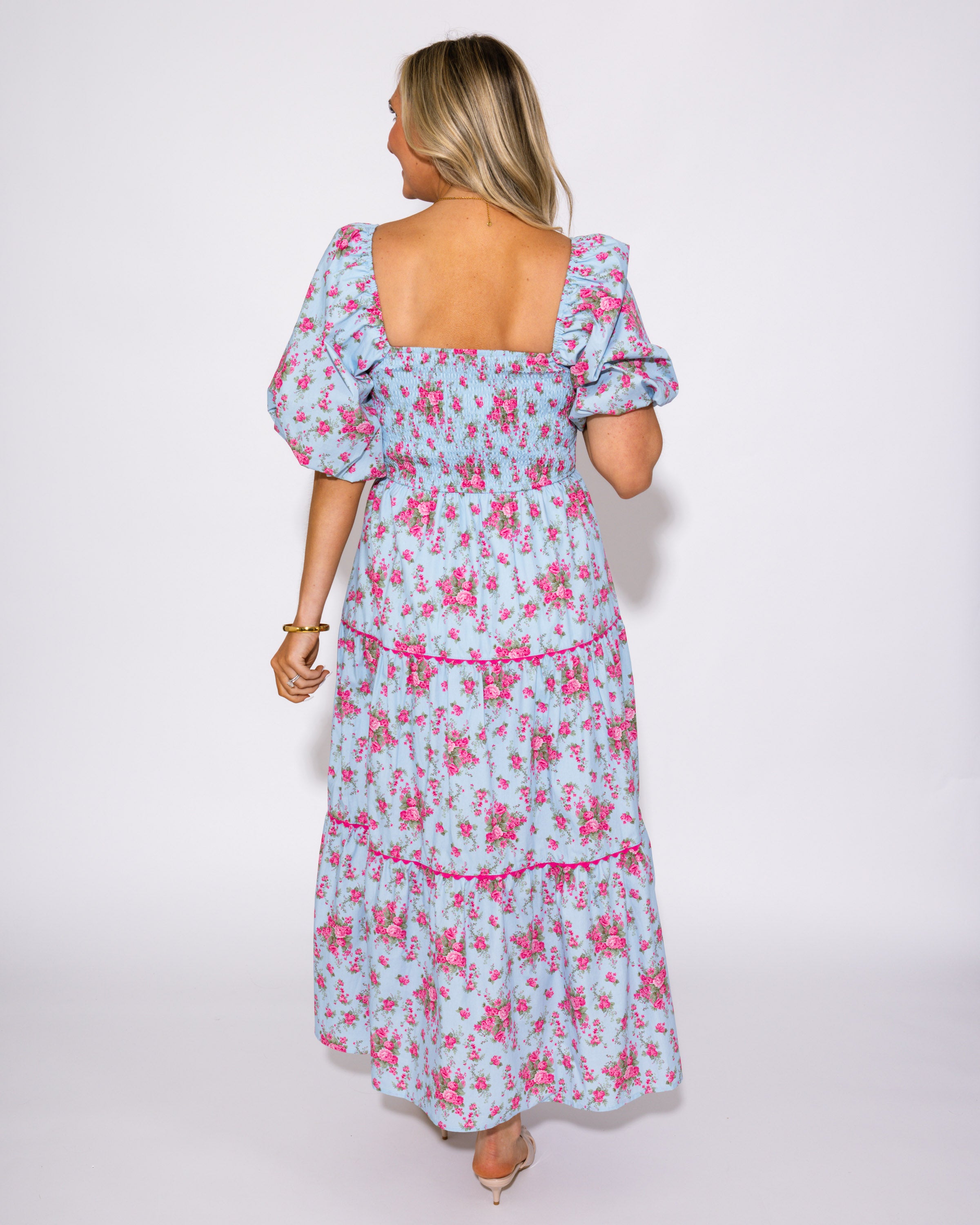 Bows and Blooms Tiered Maxi Dress