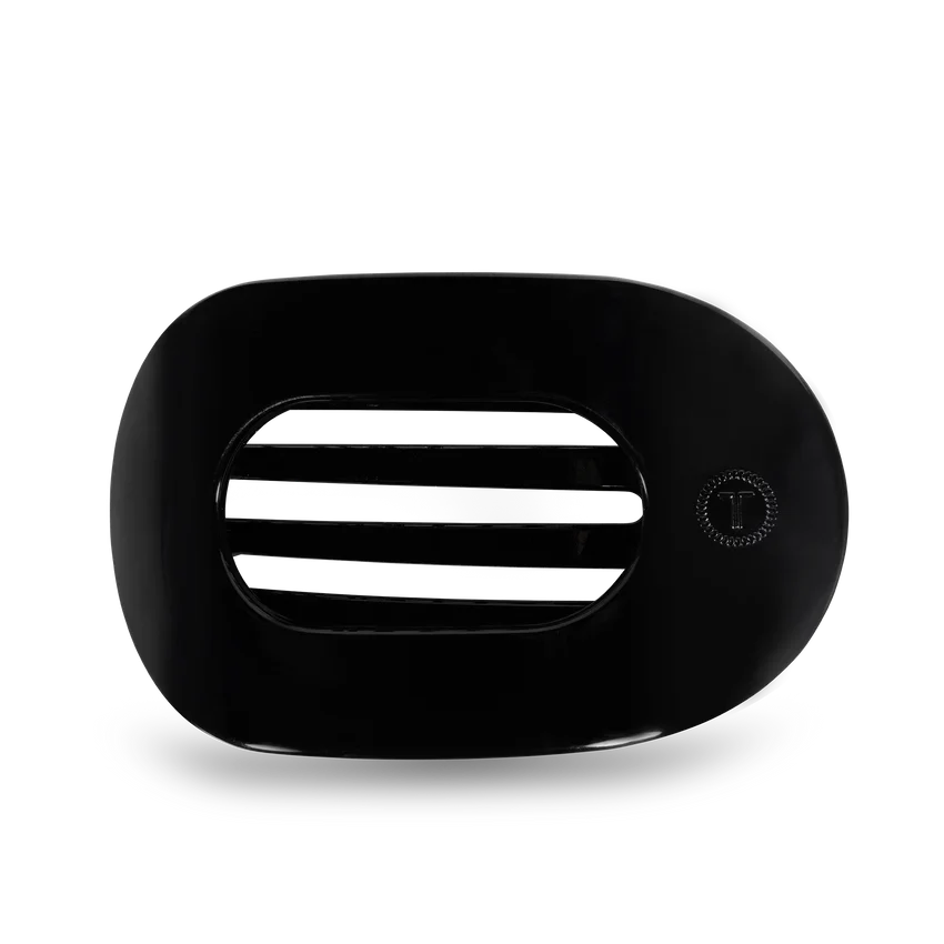 Jet Black Medium Flat Round Teletie Hair Clip