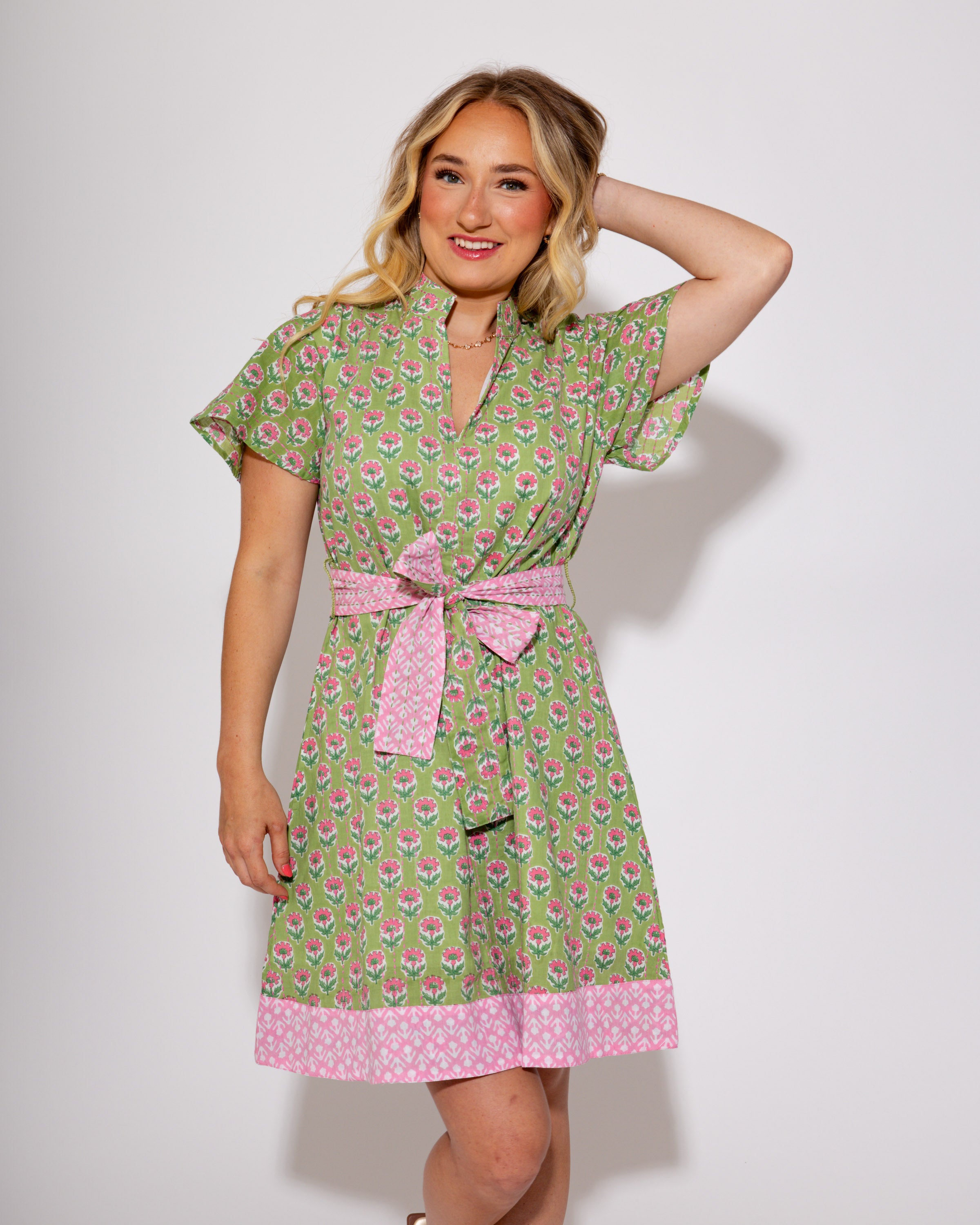 Ivy Jane I Pop of Pink Stitched Mini Dress