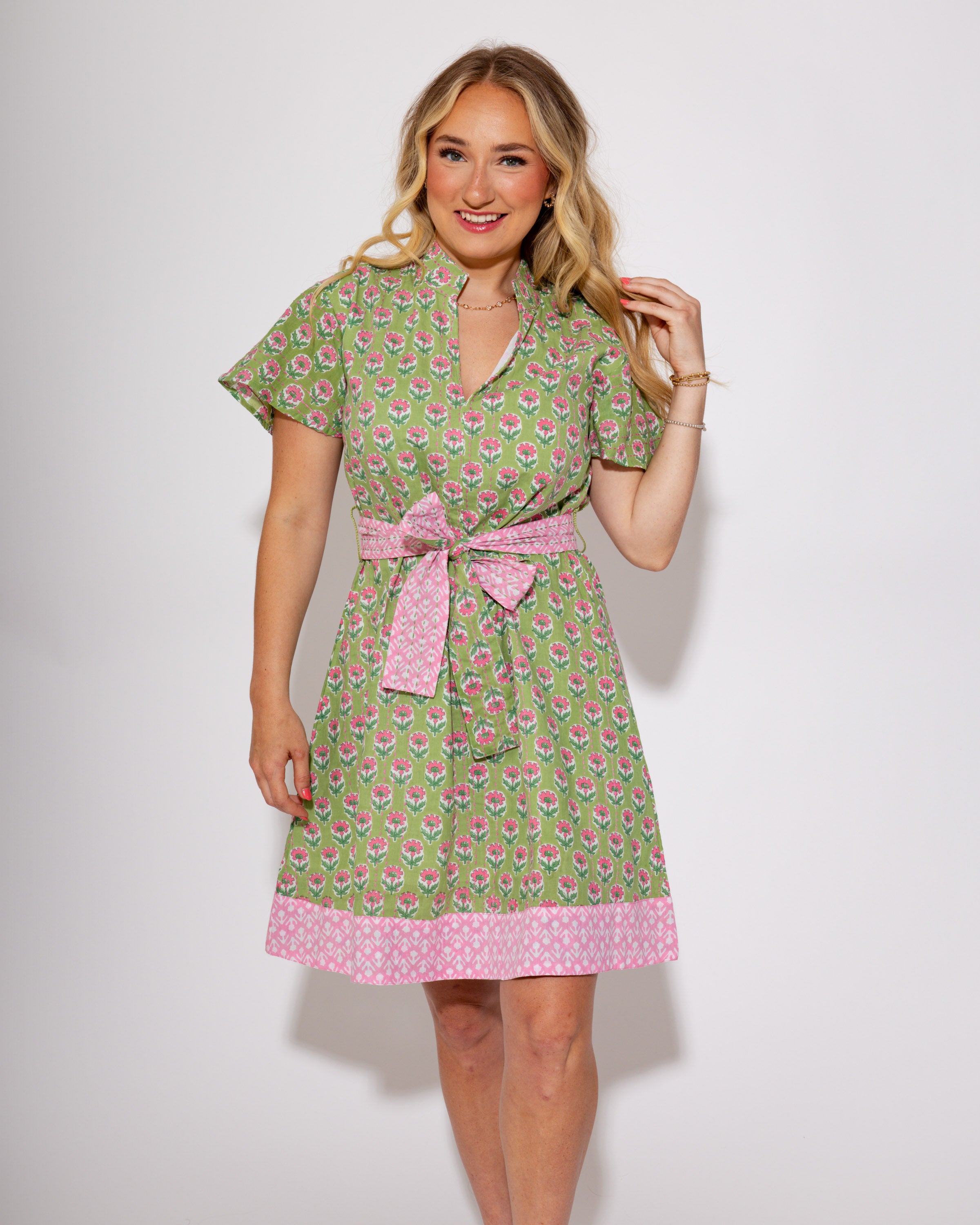 Ivy Jane I Pop of Pink Stitched Mini Dress