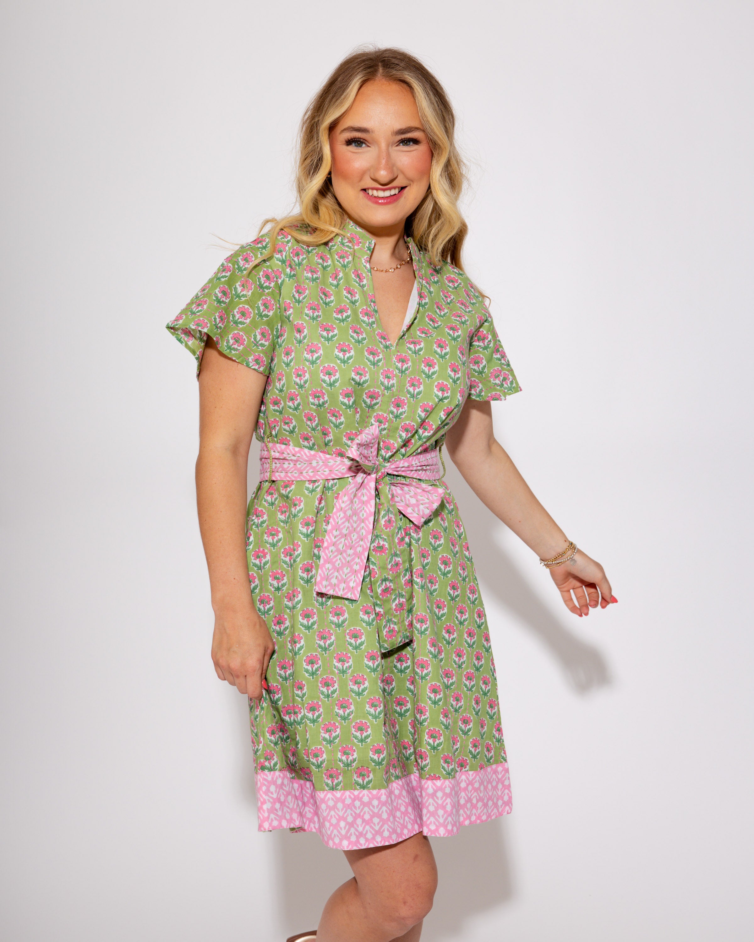 Ivy Jane I Pop of Pink Stitched Mini Dress