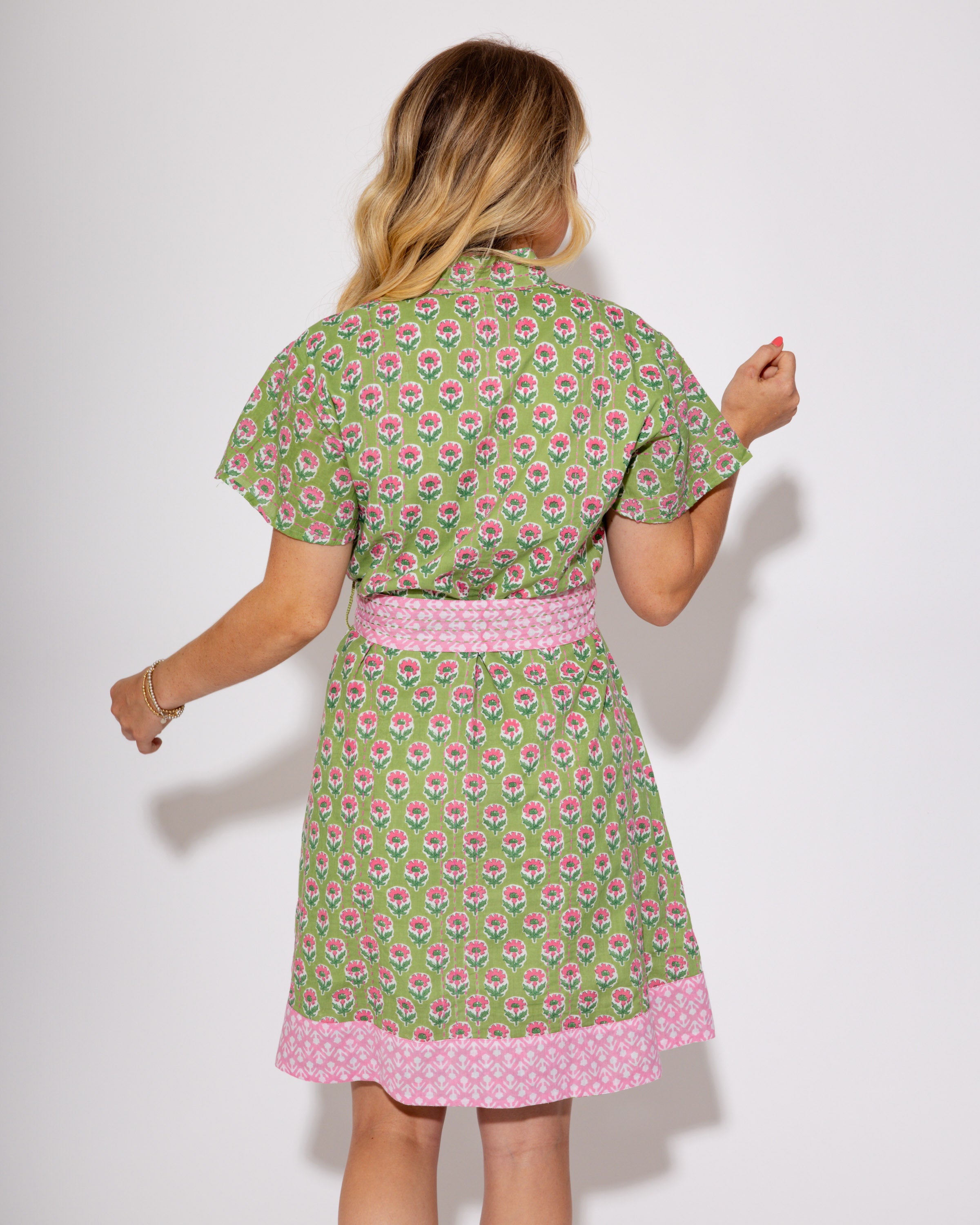 Ivy Jane I Pop of Pink Stitched Mini Dress