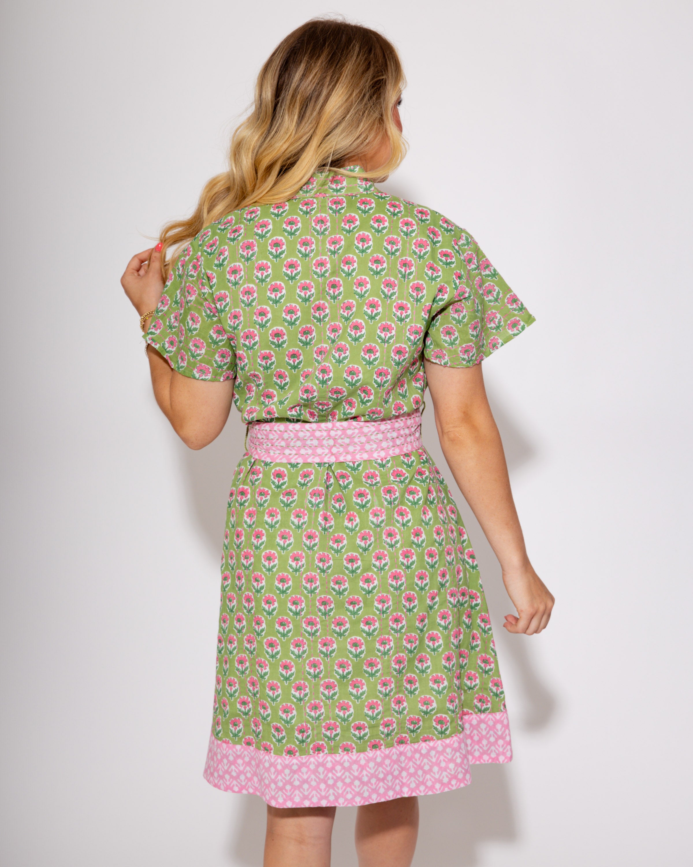 Ivy Jane I Pop of Pink Stitched Mini Dress