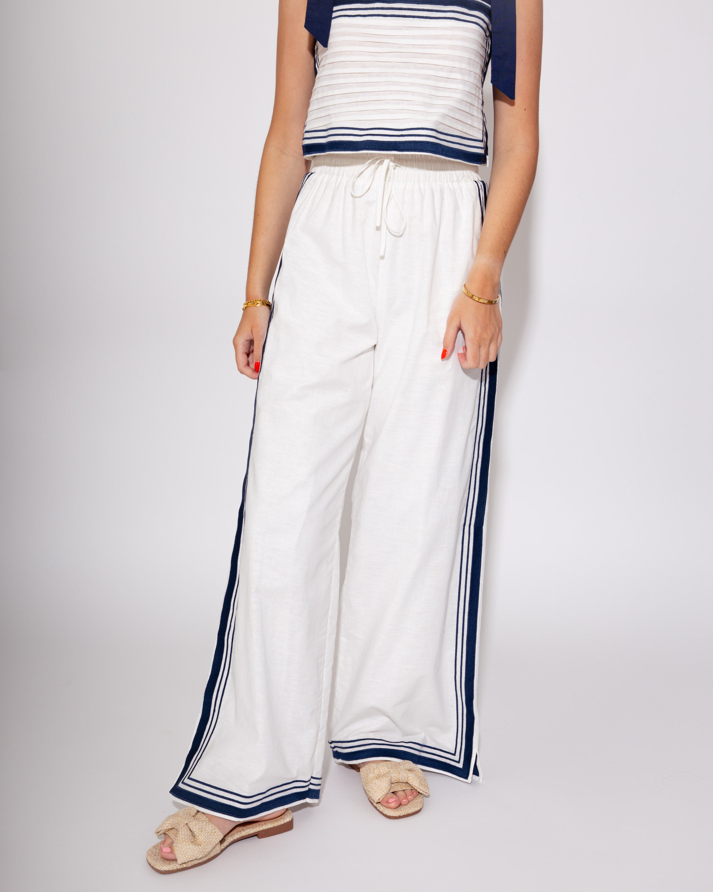 Sail Away Chevron Two Piece Linen Set
