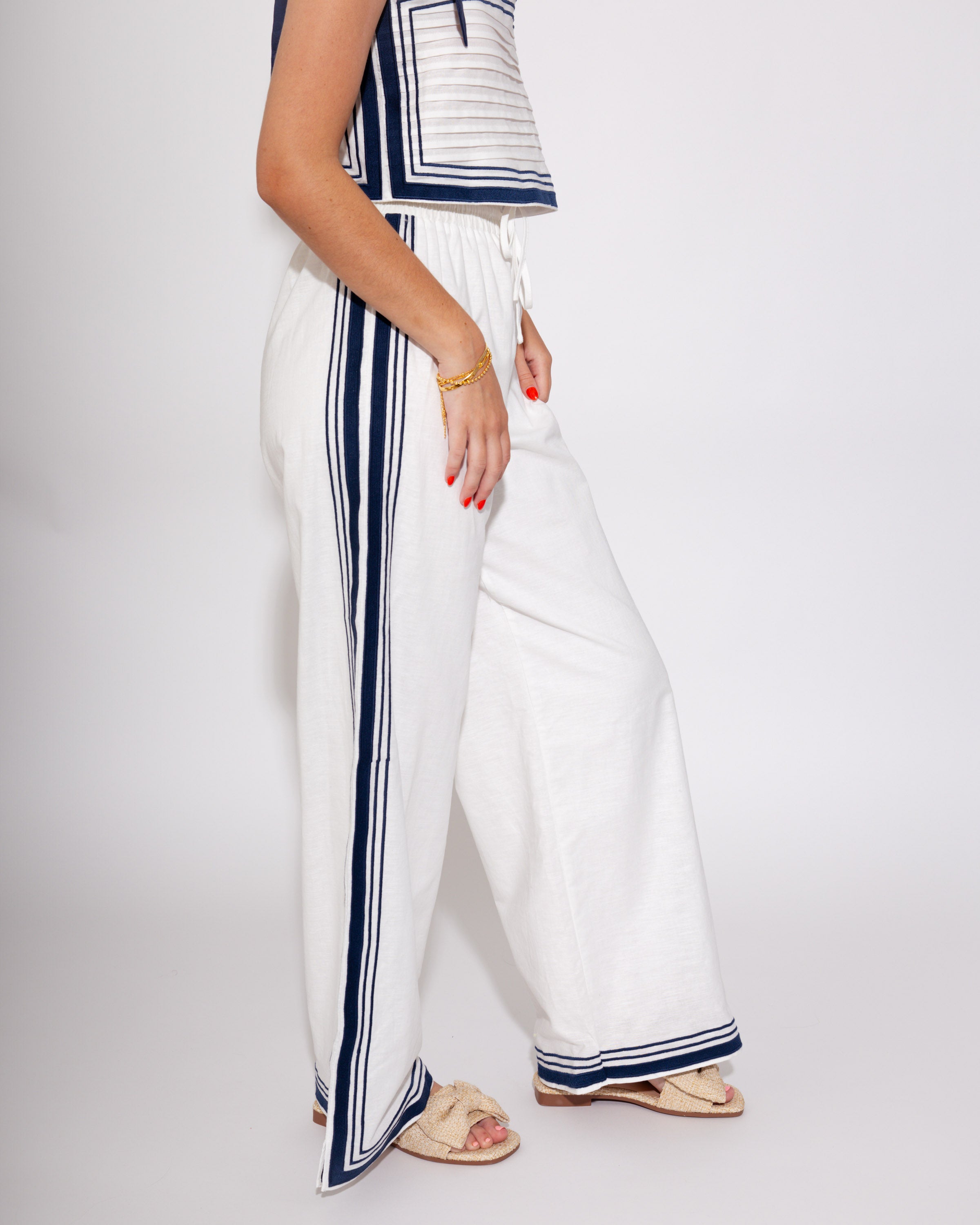 Sail Away Chevron Two Piece Linen Set