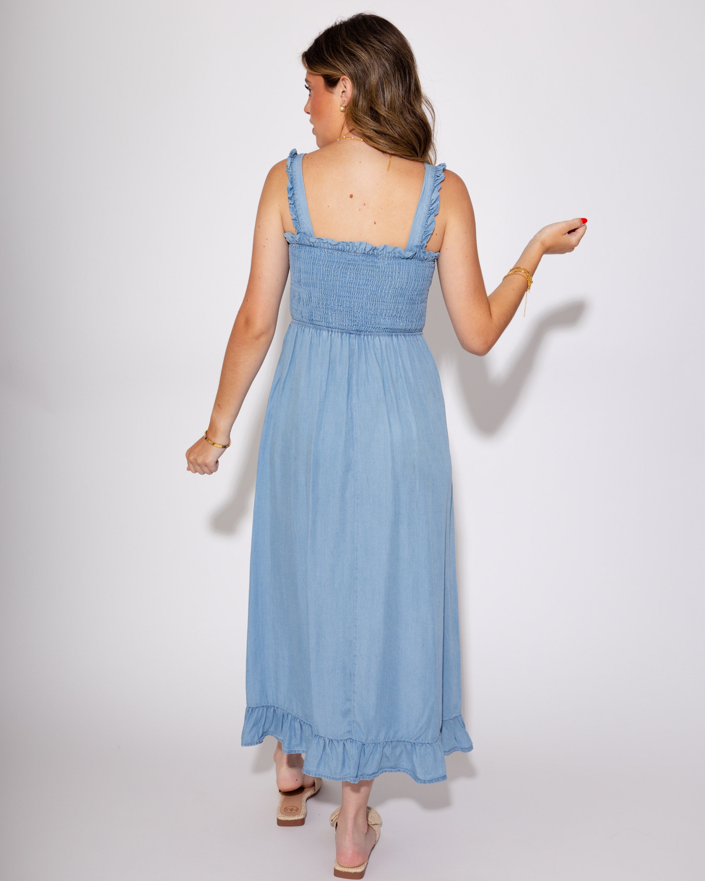 Endless Ease Smocked Maxi Dress in Blue