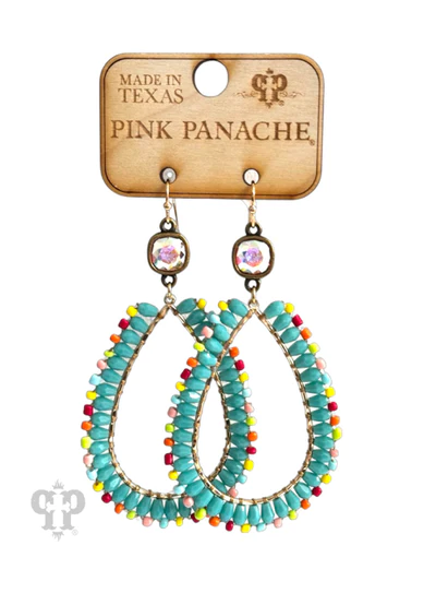 Turquoise Multi Beaded Pink Panache Earring