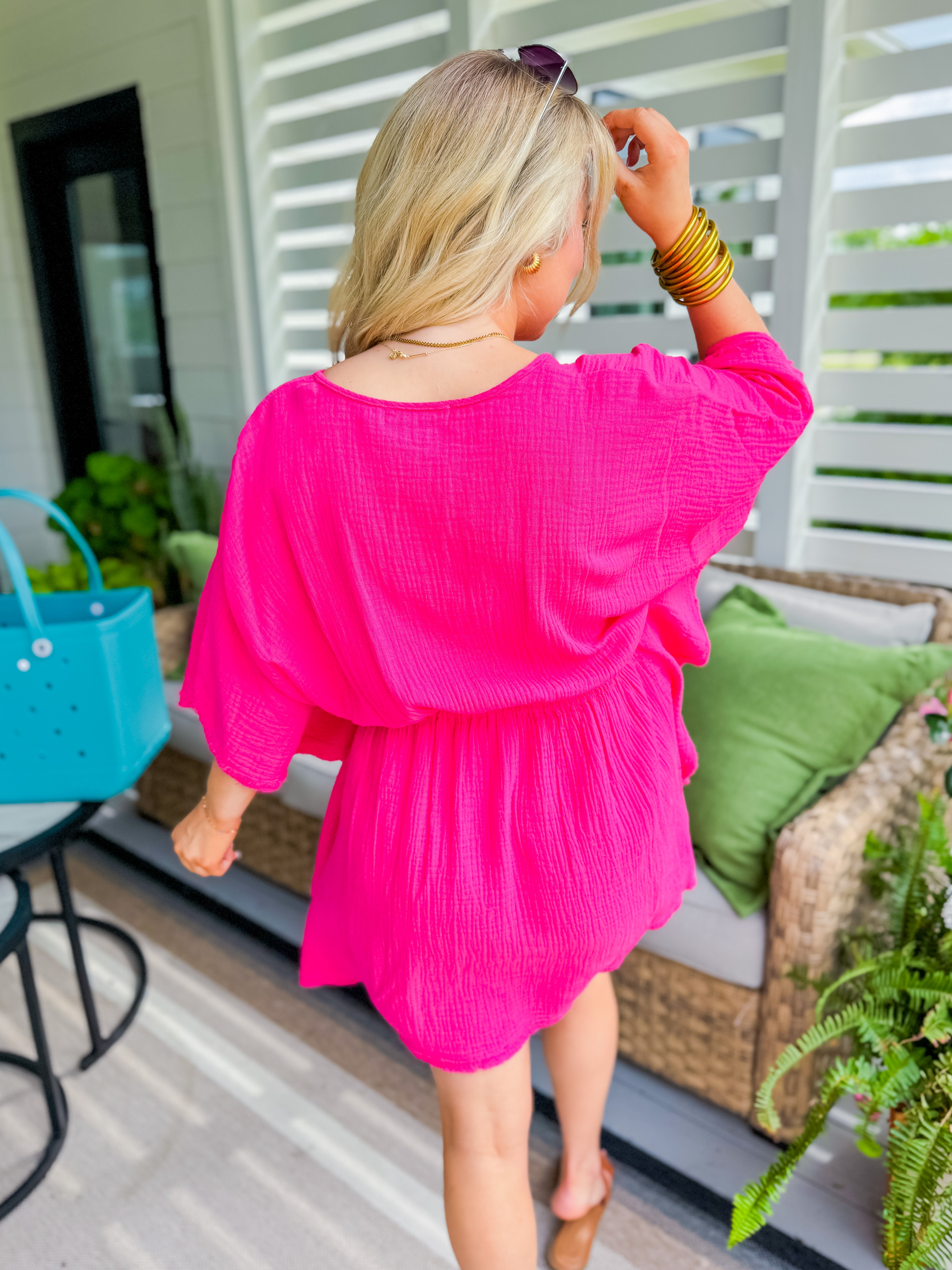 Hot Pink Gauzey Cover Up