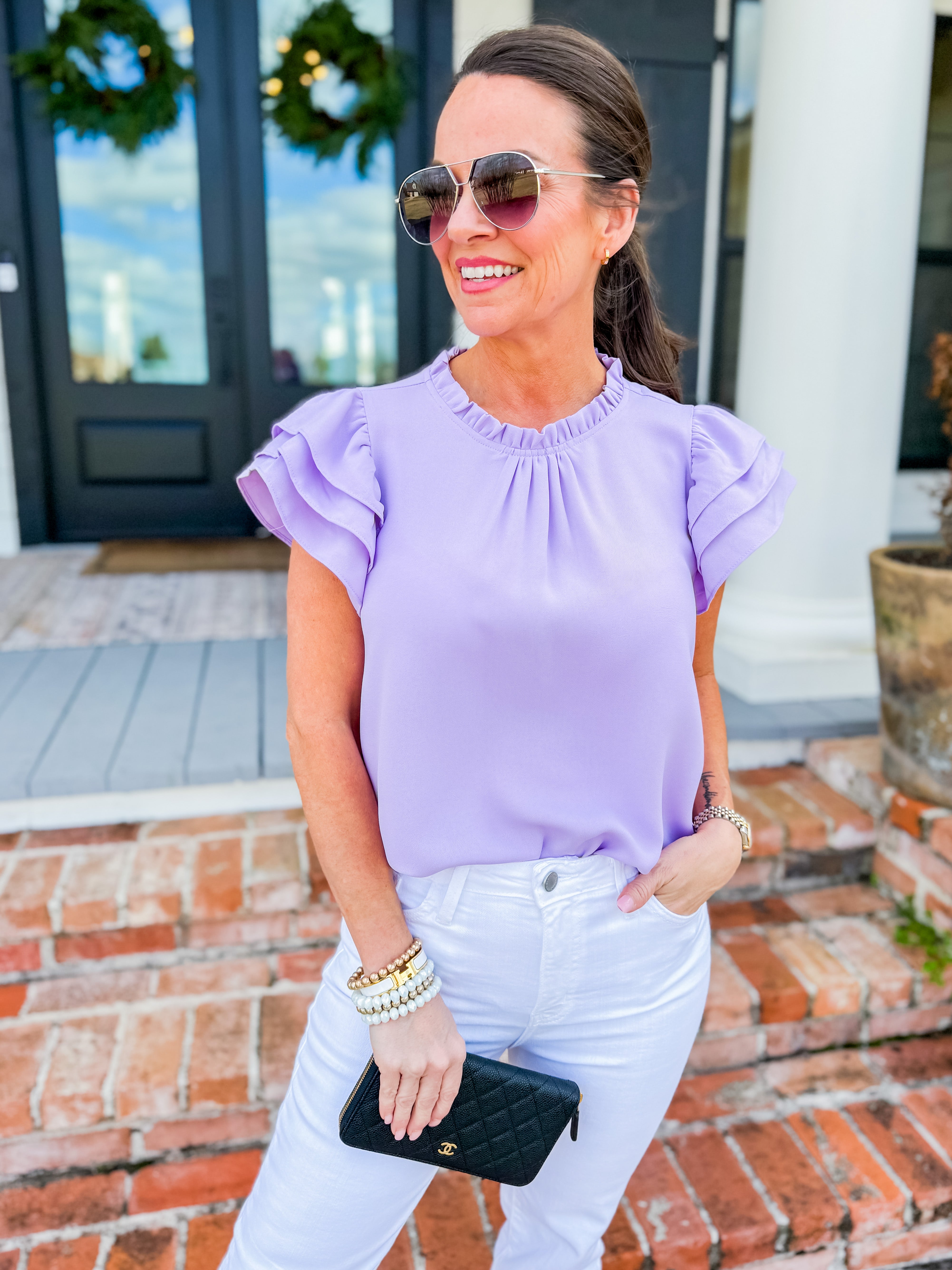 Solid Layered Ruffled Sleeves Top