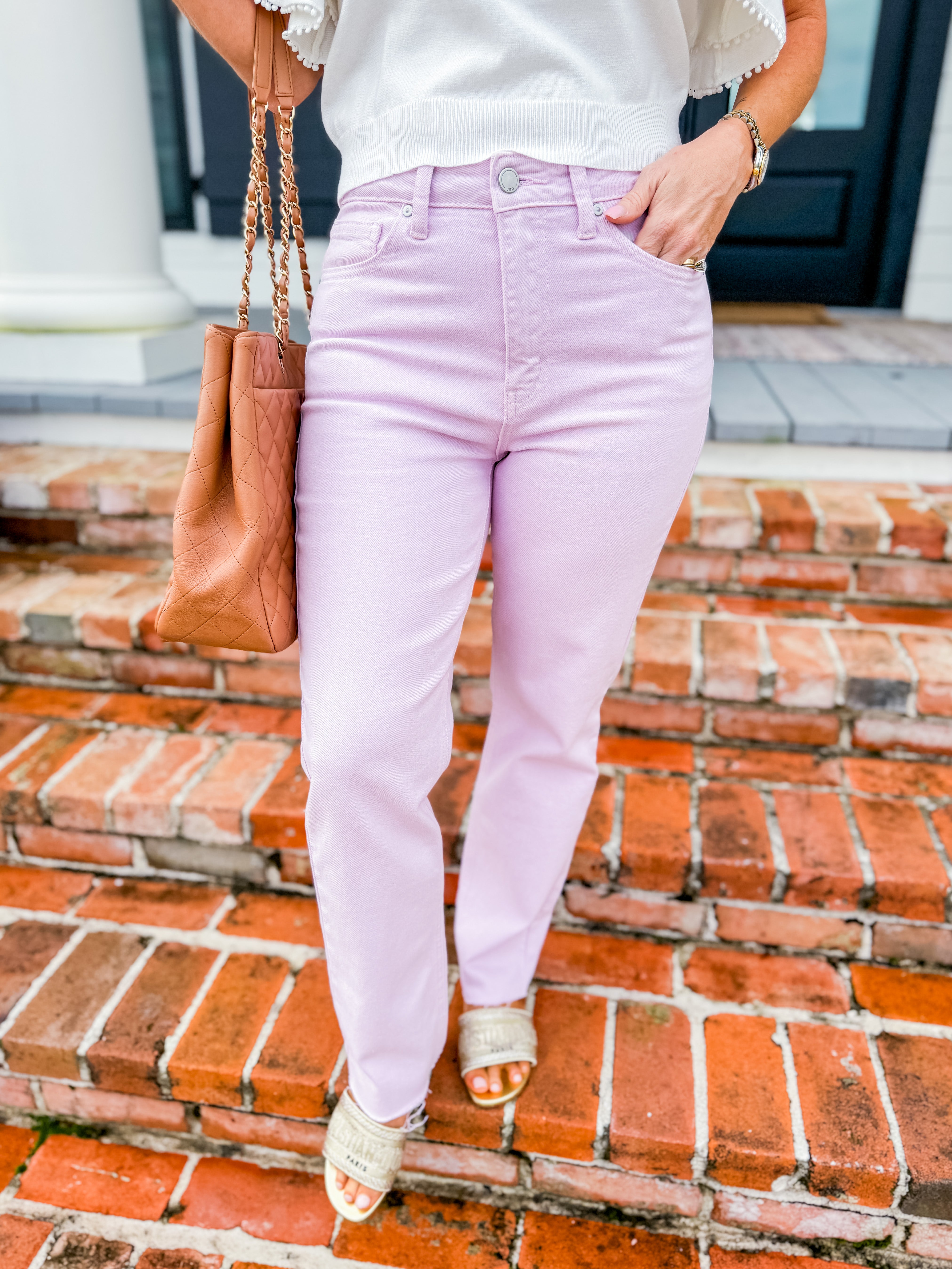 Cut Off Straight Leg Jeans in Lavender