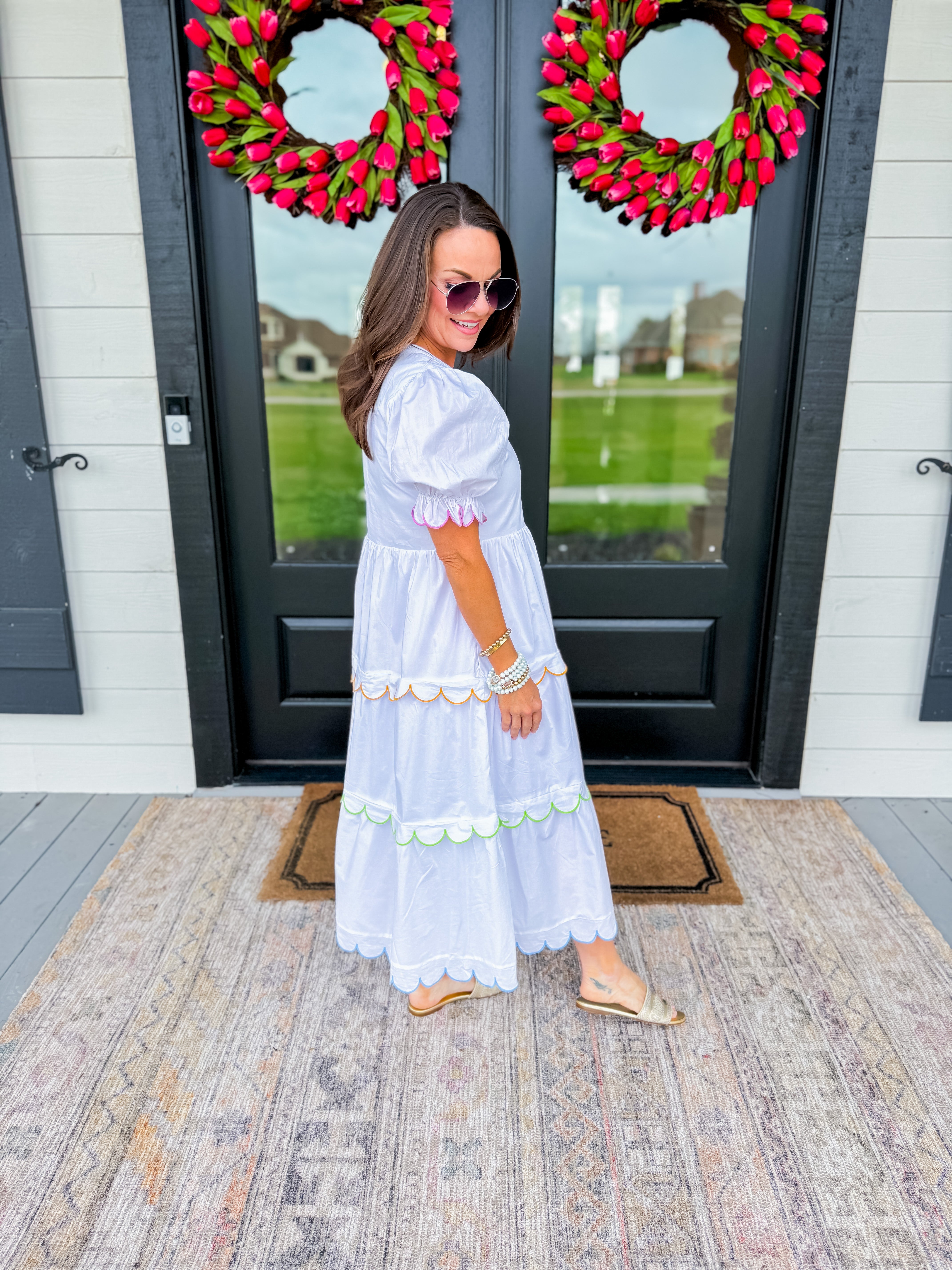 Puffy Short Sleeve Midi Dress — Gaudie and Company Puffy Short Sleeve Midi Dress — Gaudie and Company