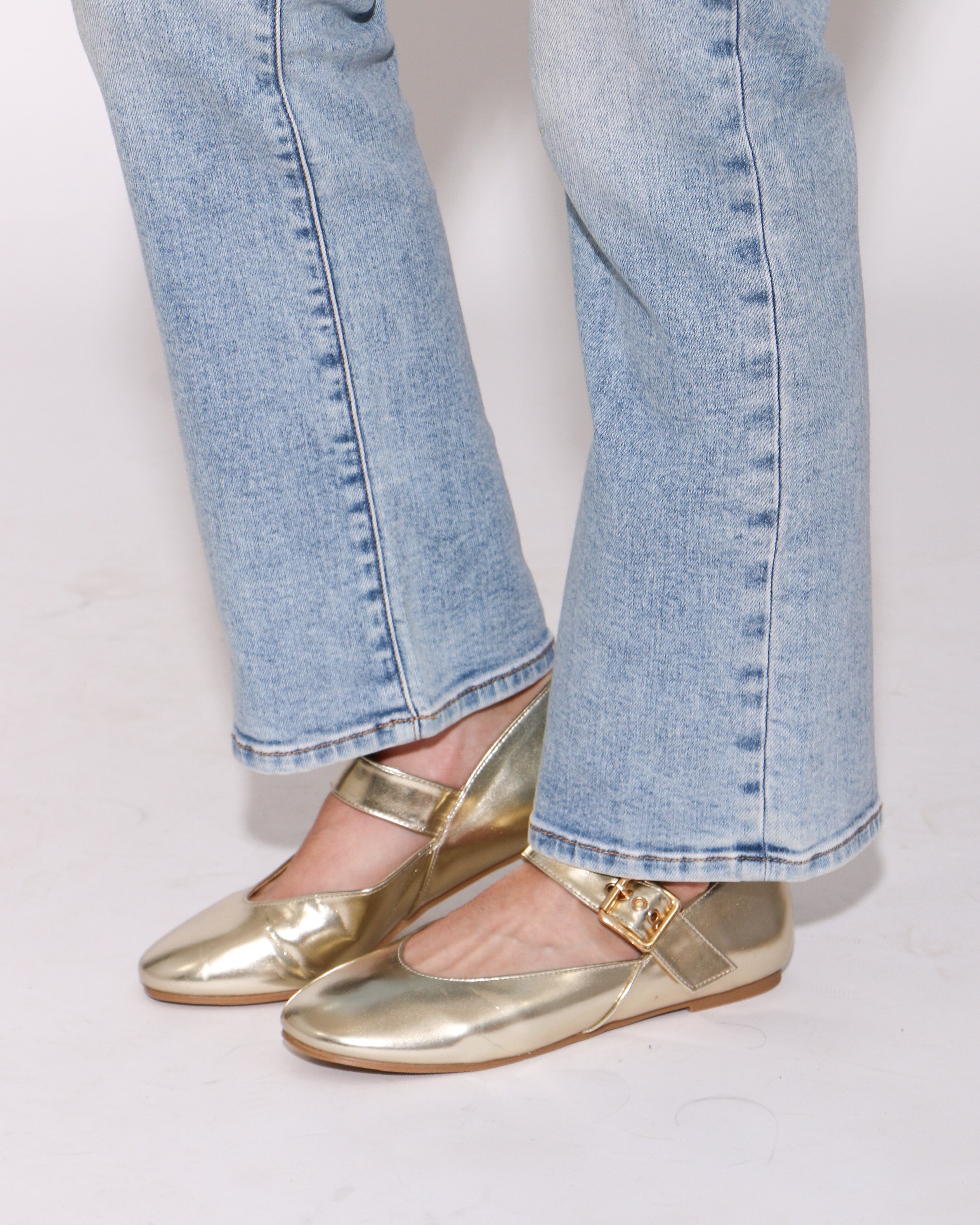Gold Mary Jane Flats