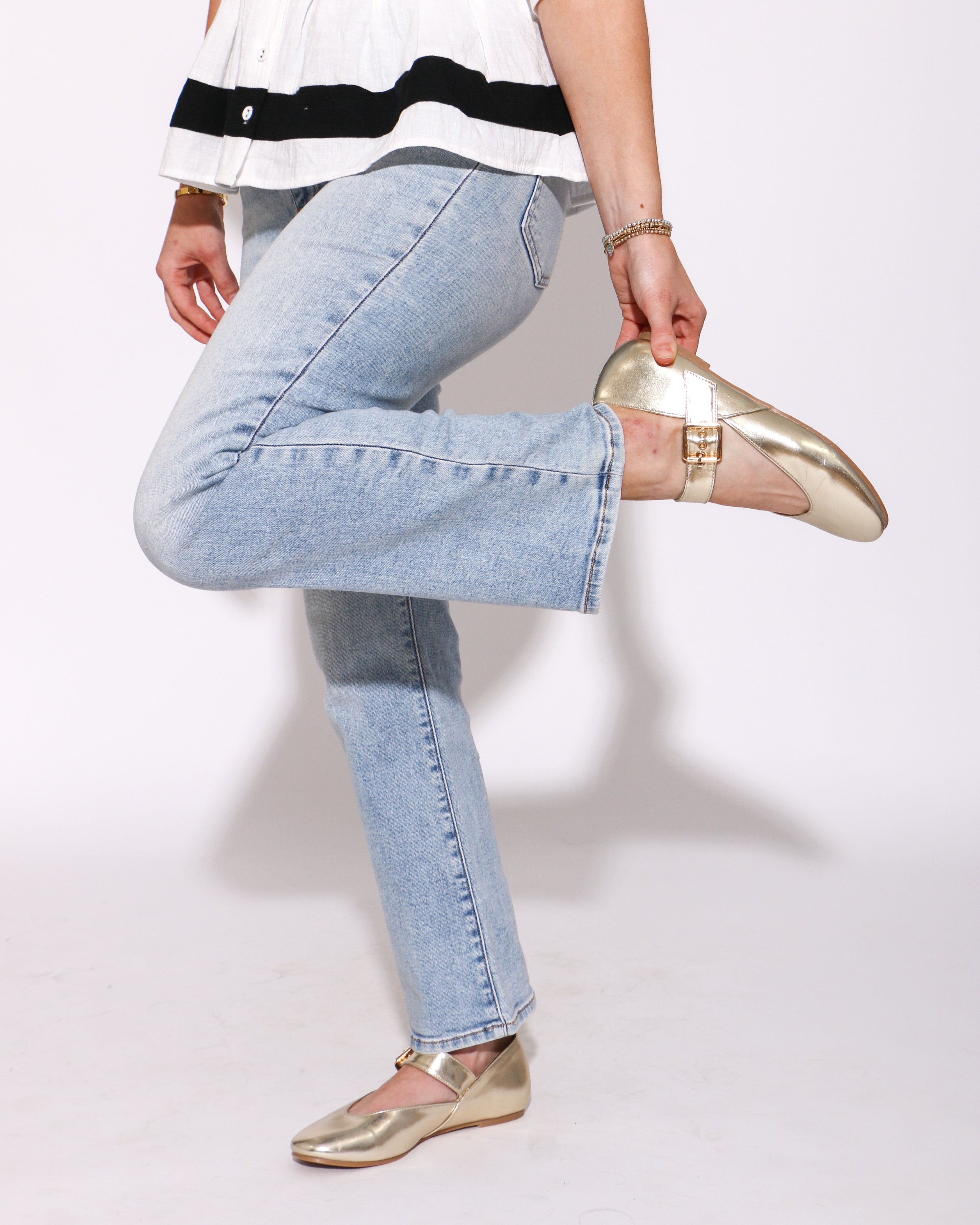 Gold Mary Jane Flats