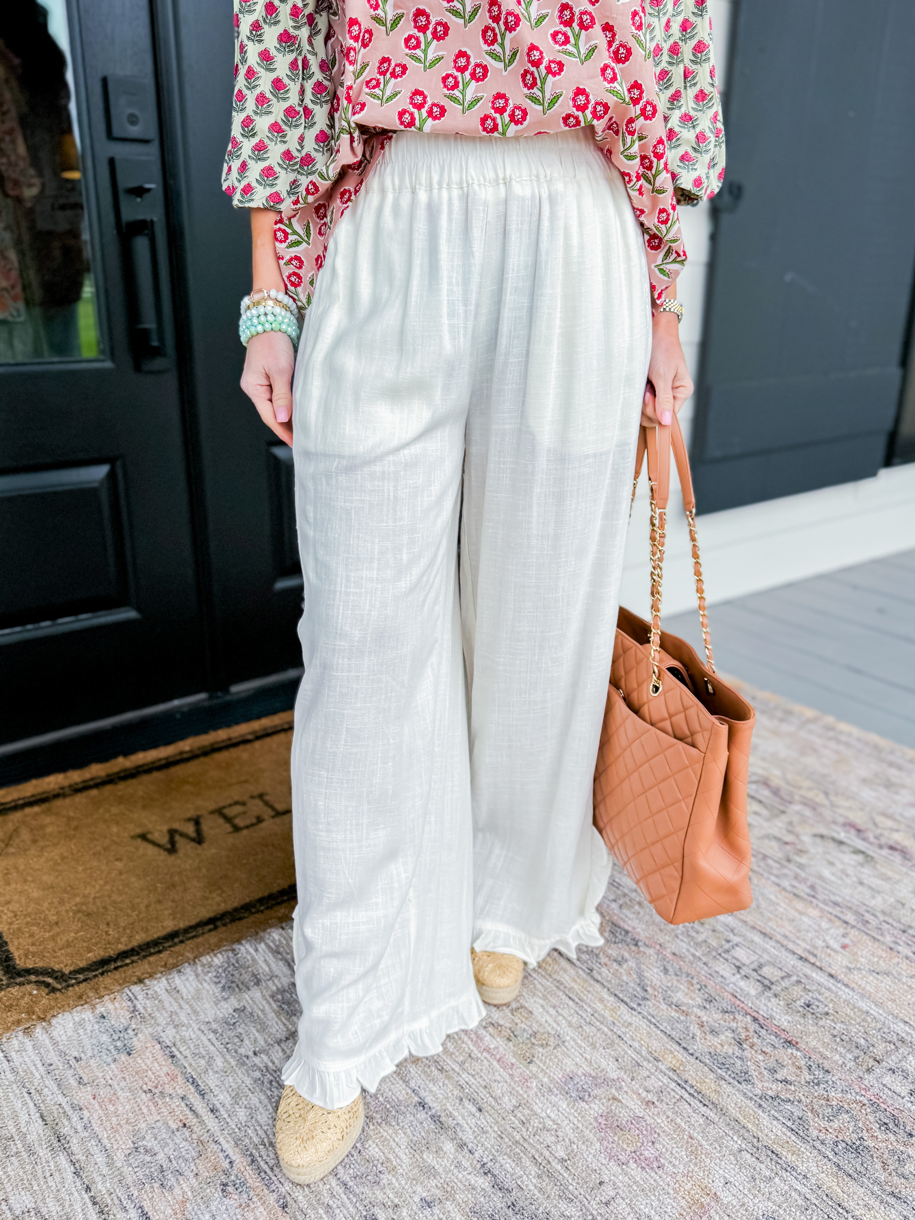Casual Step Pants In Off White