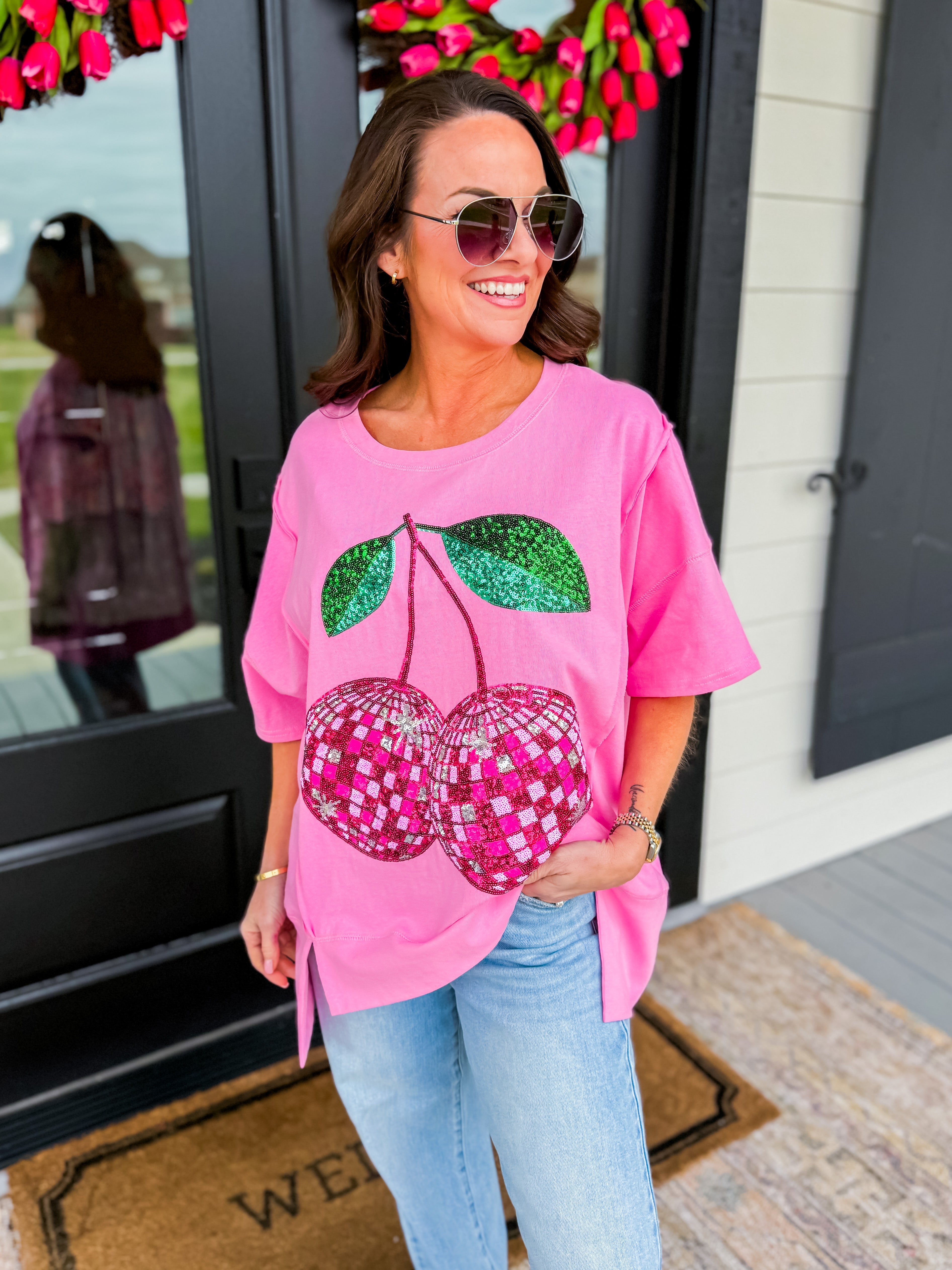 Cherry Disco Ball Loose Fit Tee
