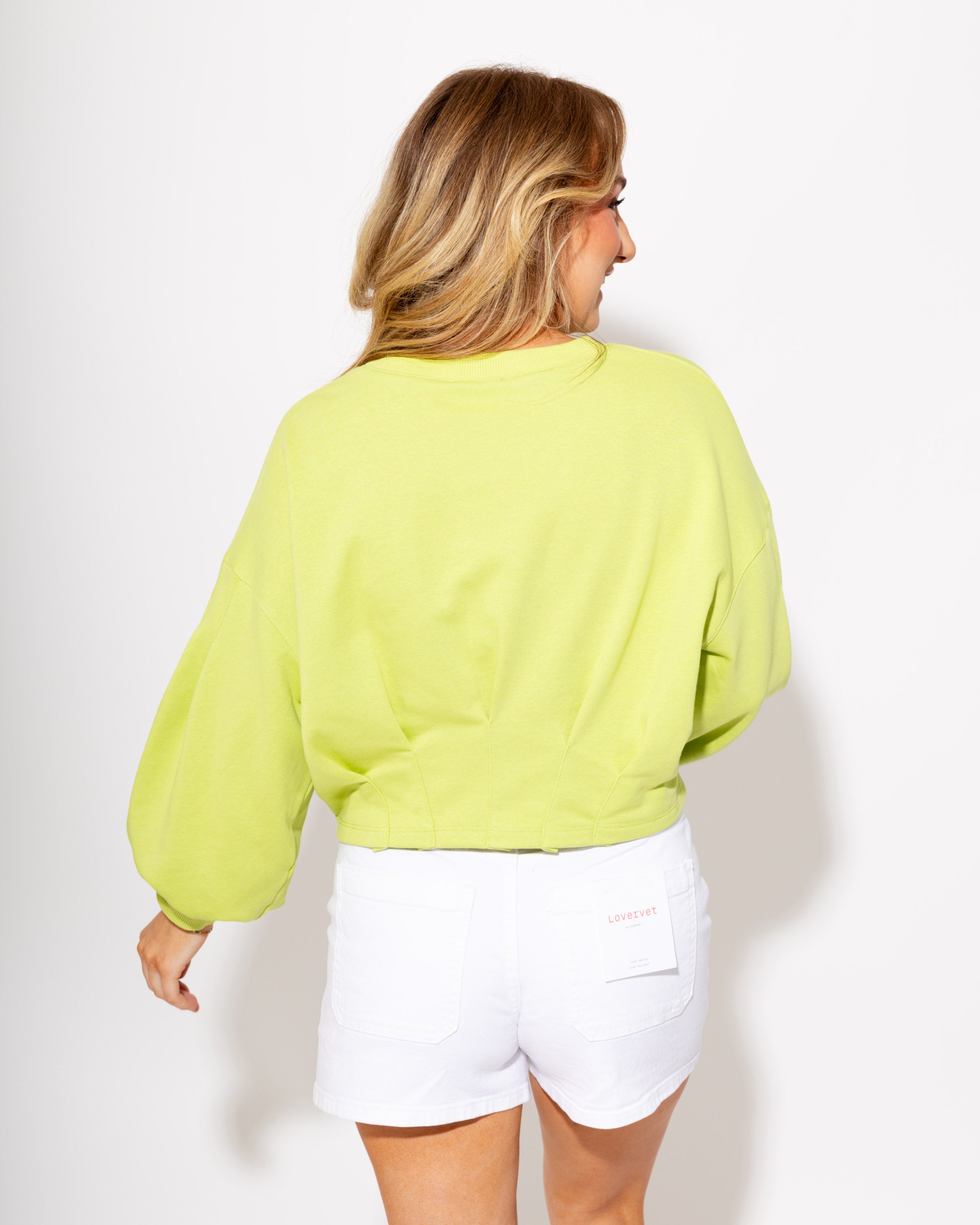3/4 Sleeve Balloon Crop Top
