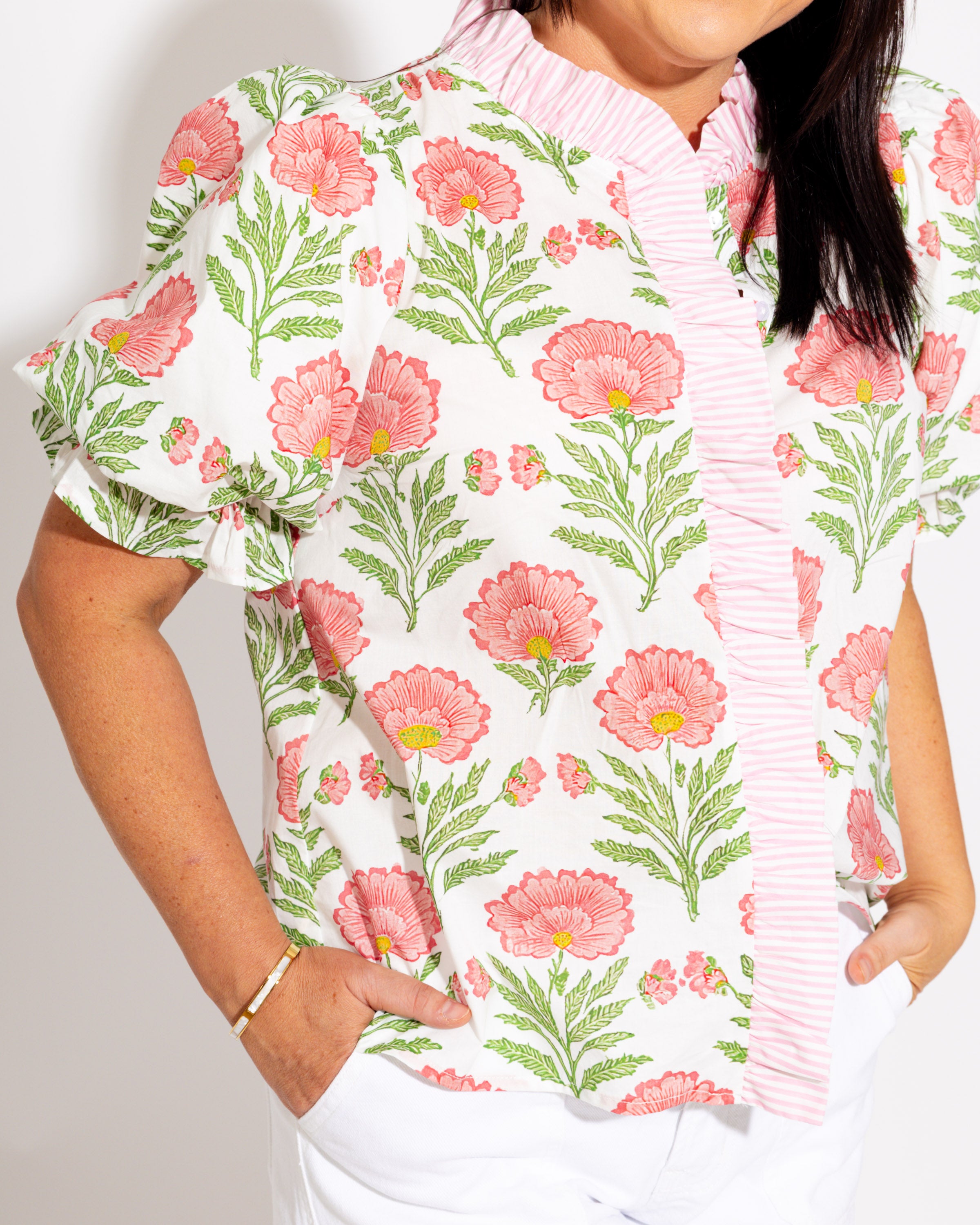 Garden Blooms Puff Sleeve Top
