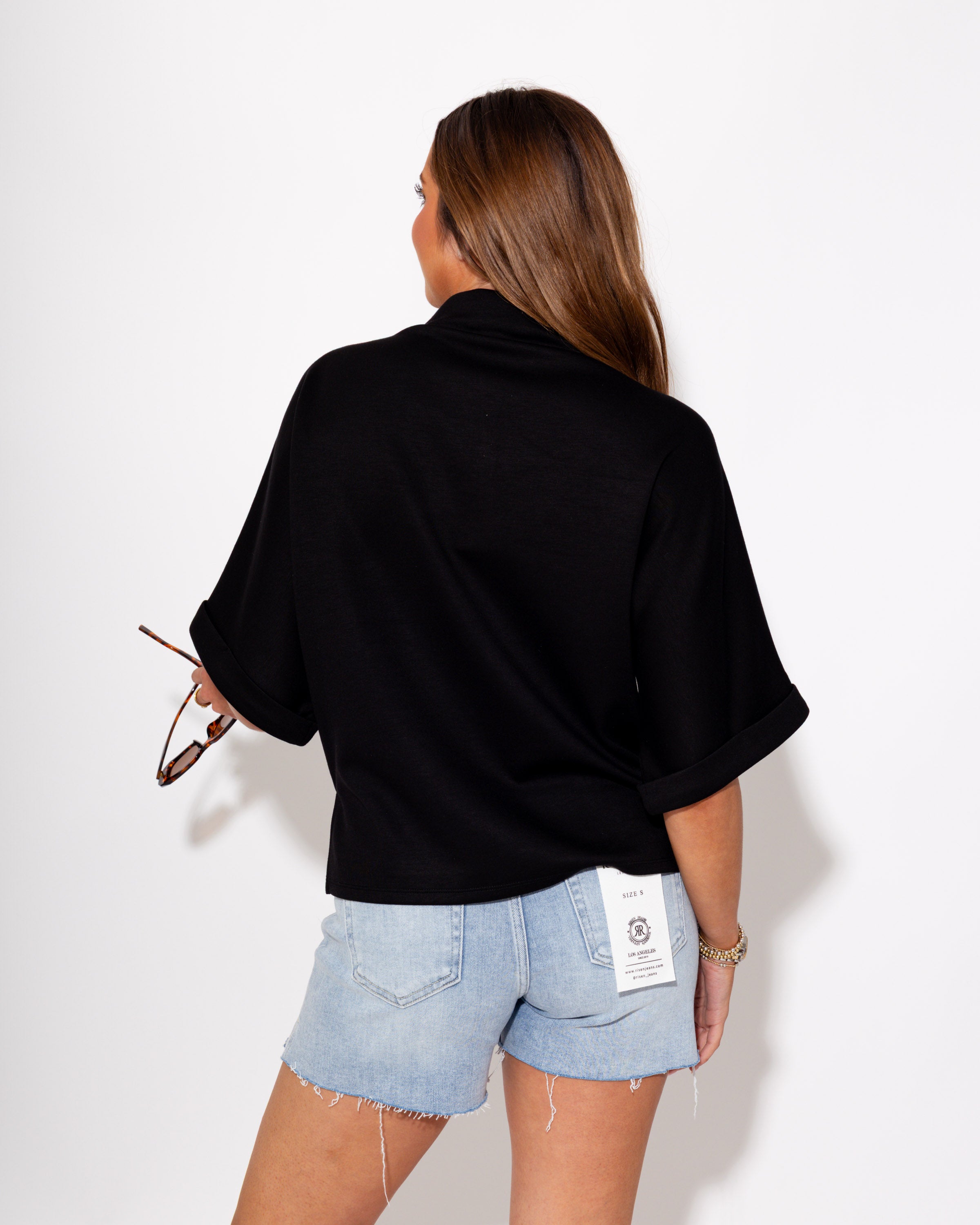 Mock Neck Dolman Knit Top