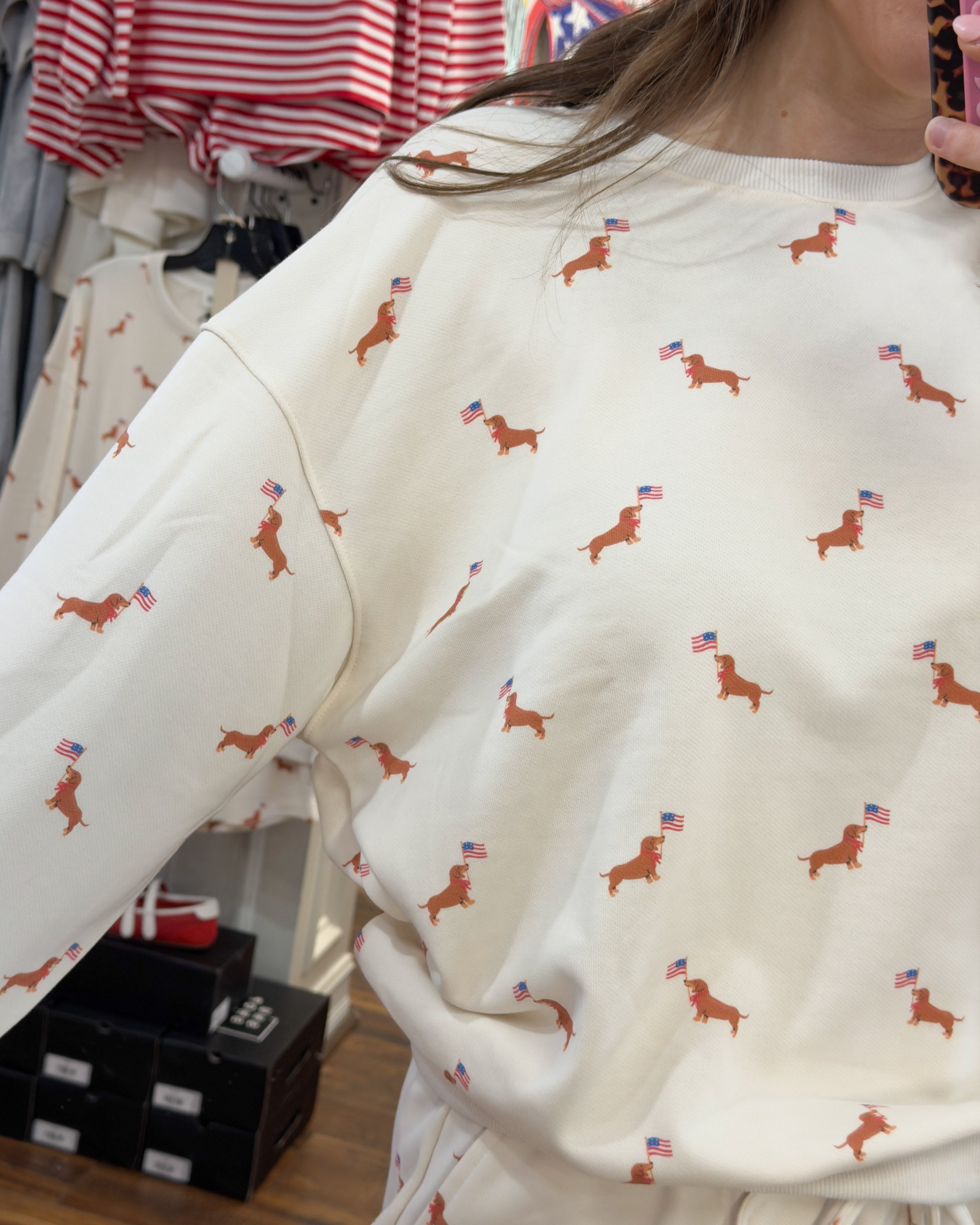 Patriotic Pup Graphic Top & Shorts Set