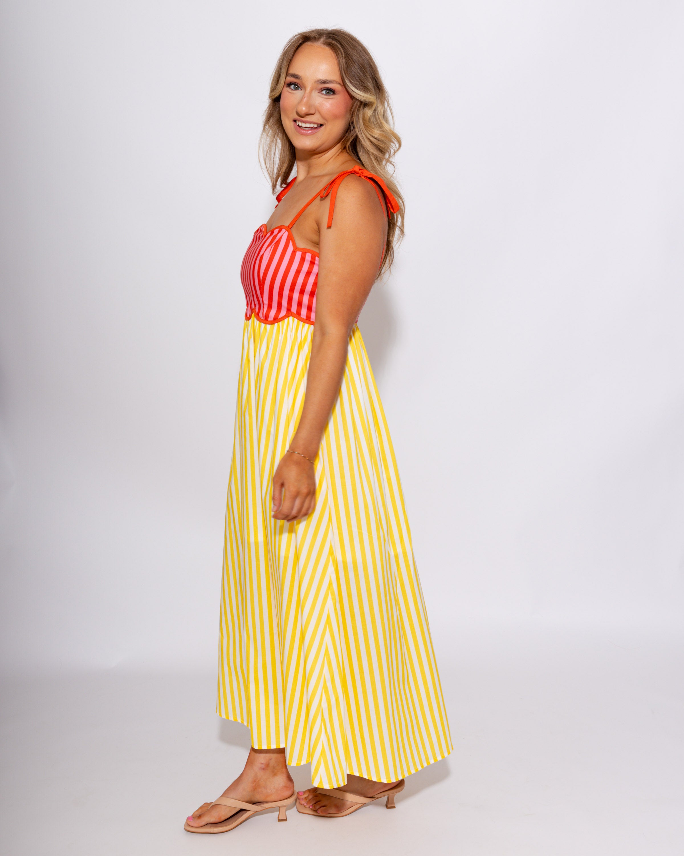 Sunshine Colorblock Stripe Midi Dress