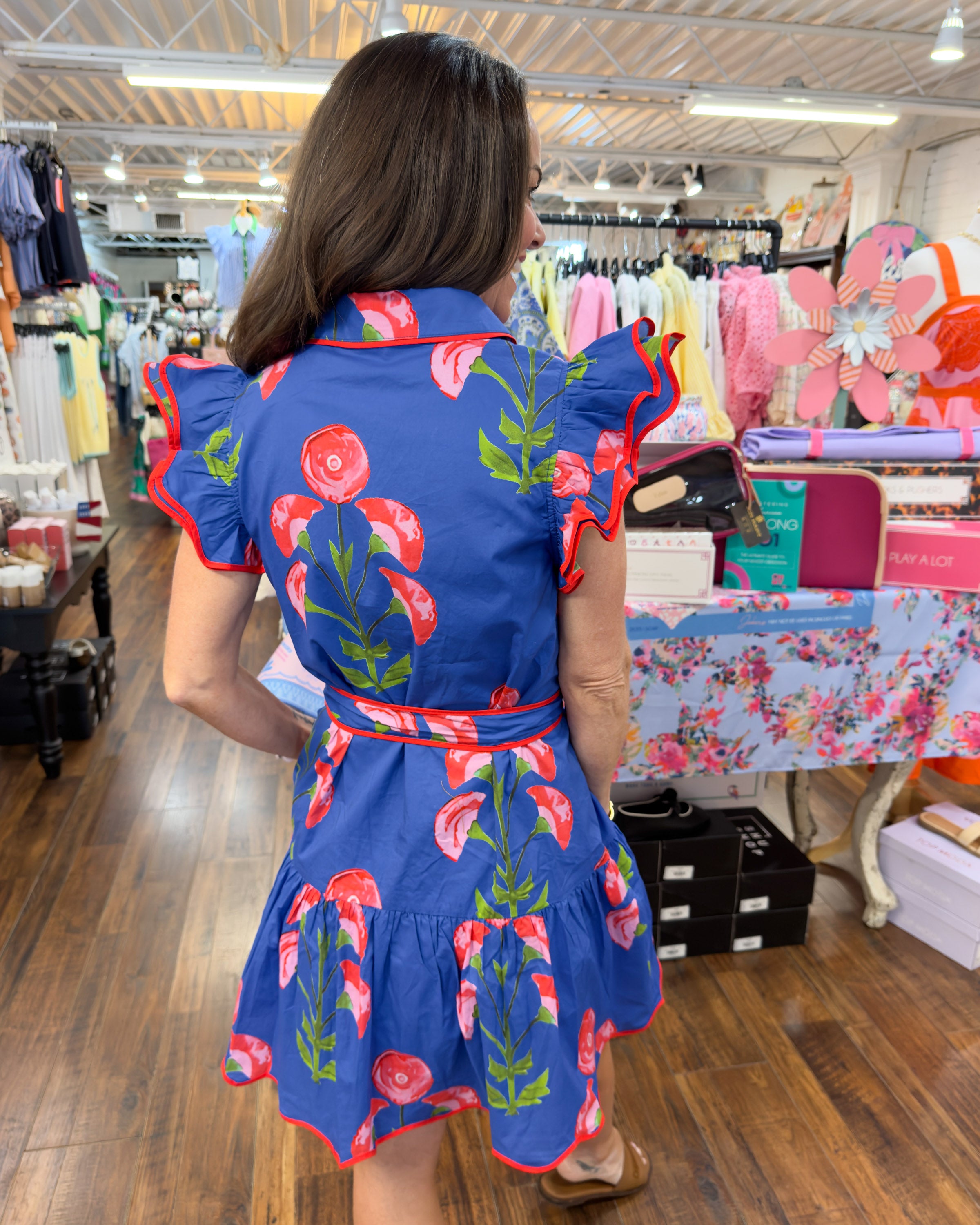 Floral Button-Down Ruffle Dress