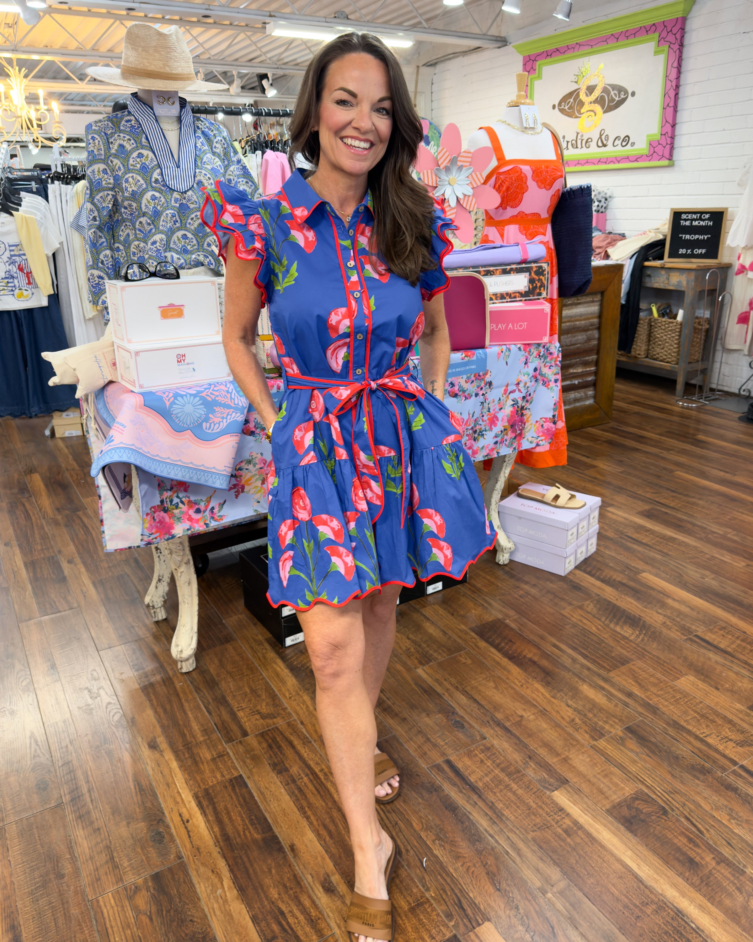 Floral Button-Down Ruffle Dress