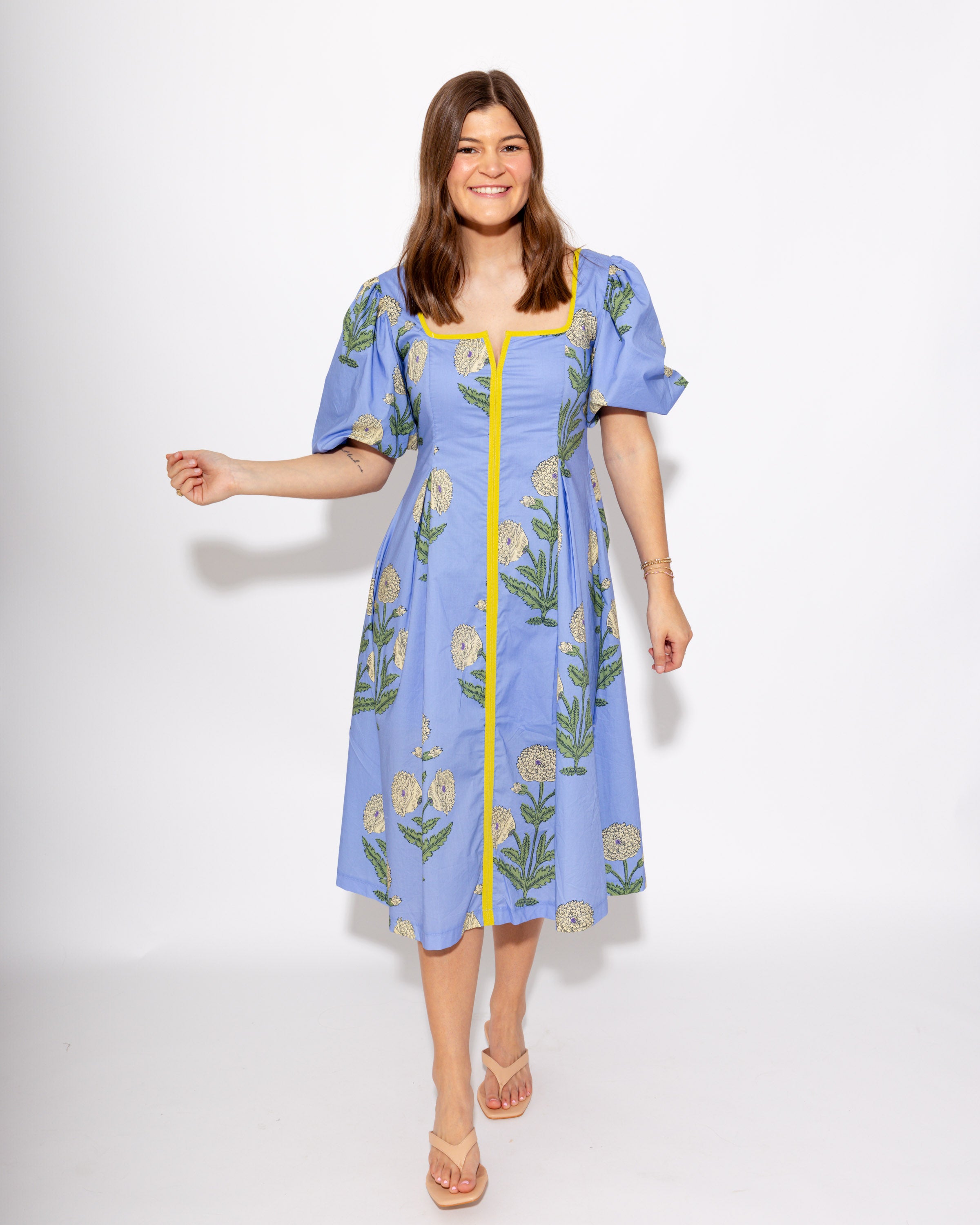 Sunny Trim Floral Midi Dress