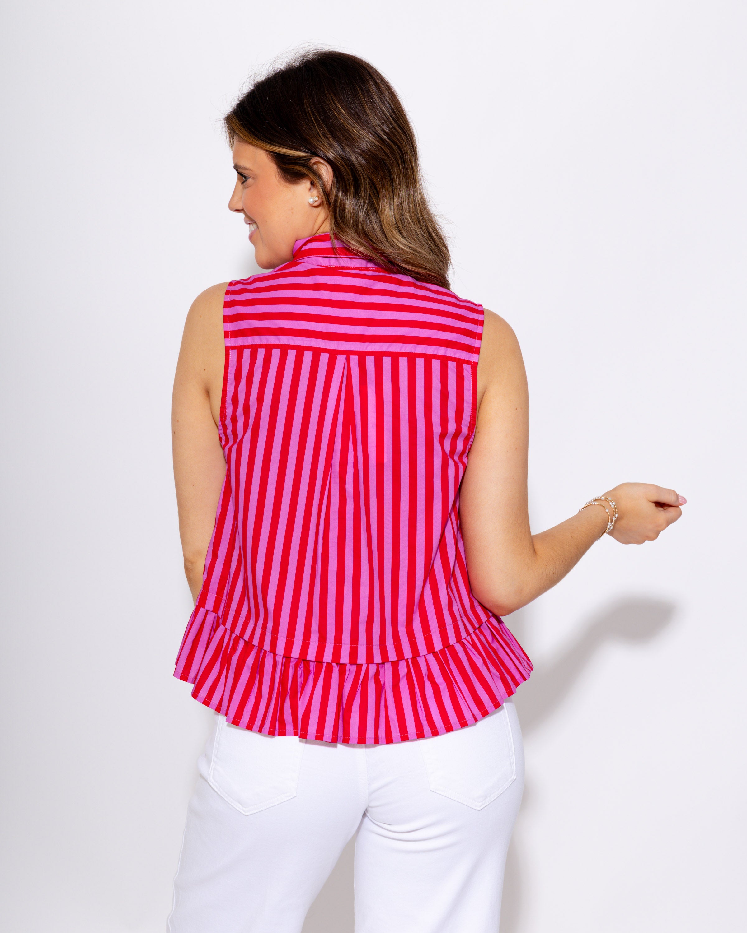 Chic Stripe Tie Front Peplum Top