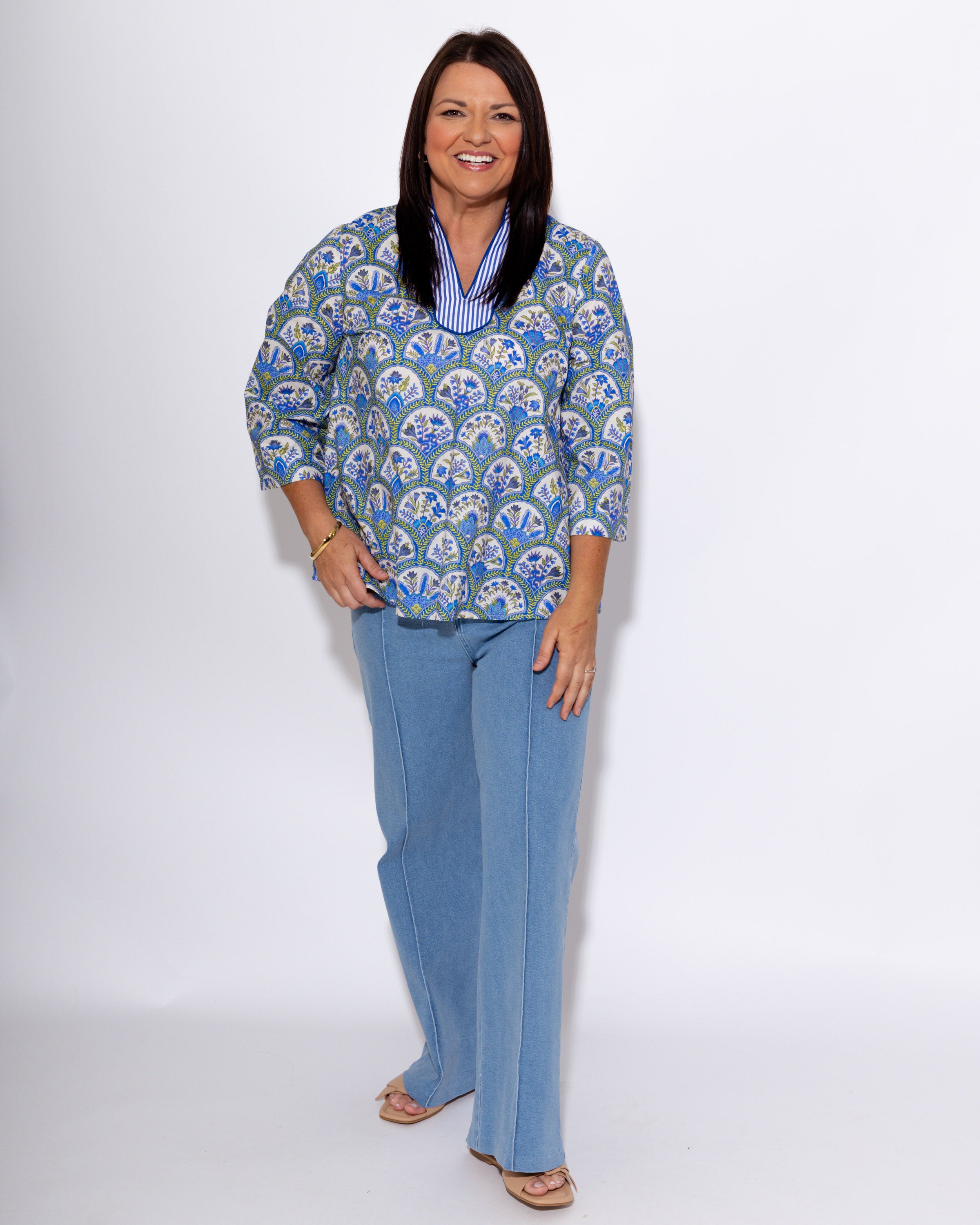 Garden Party Top in Blue