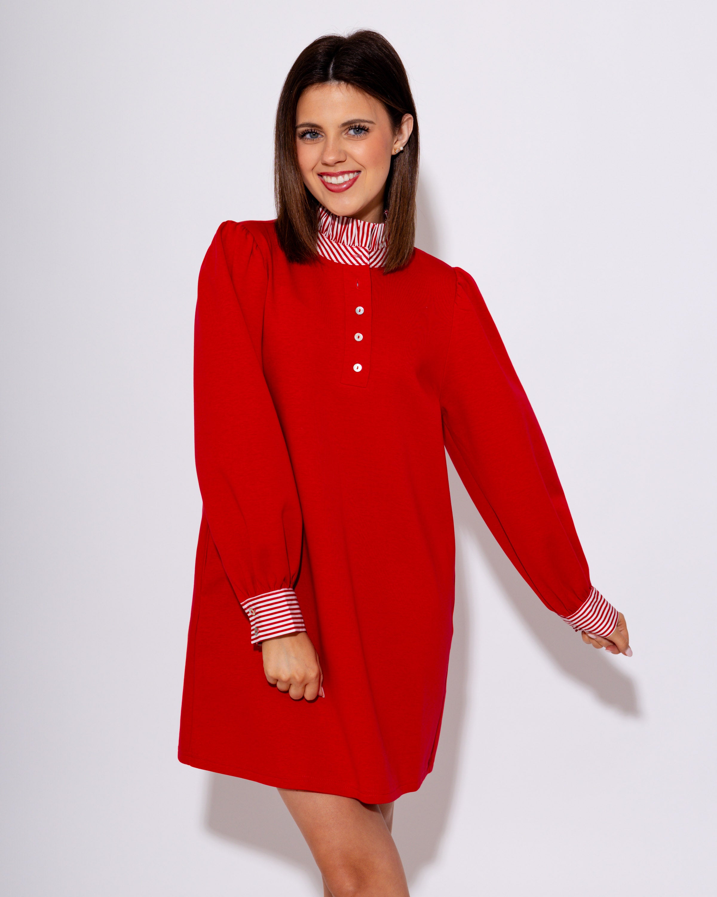 Stripe Contrast Accent Shift Dress