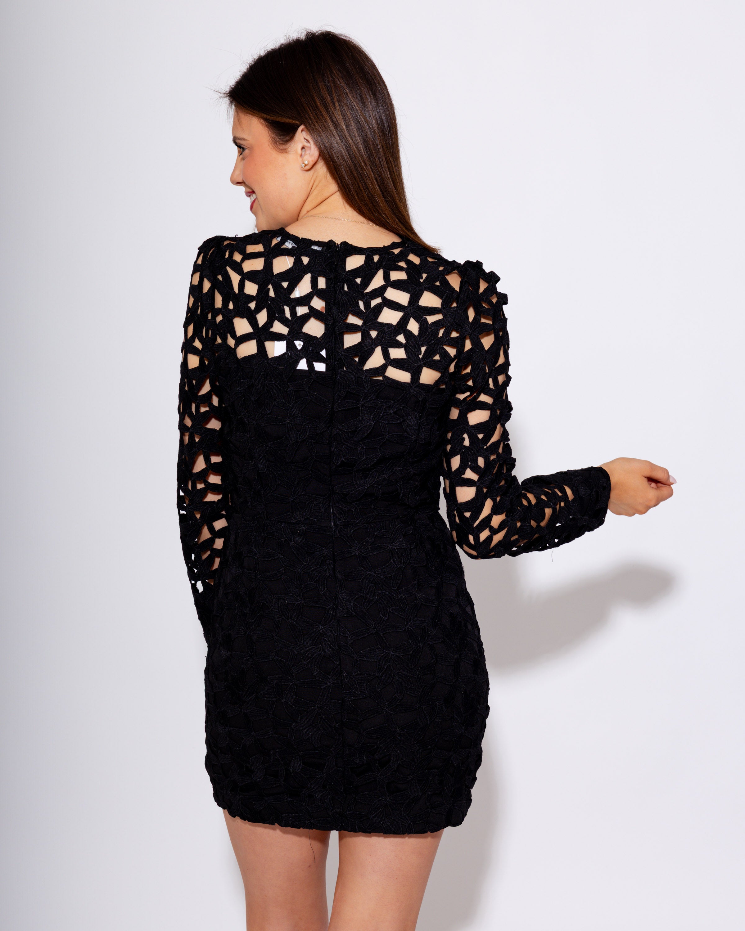 Eyelet Structured Mini Dress